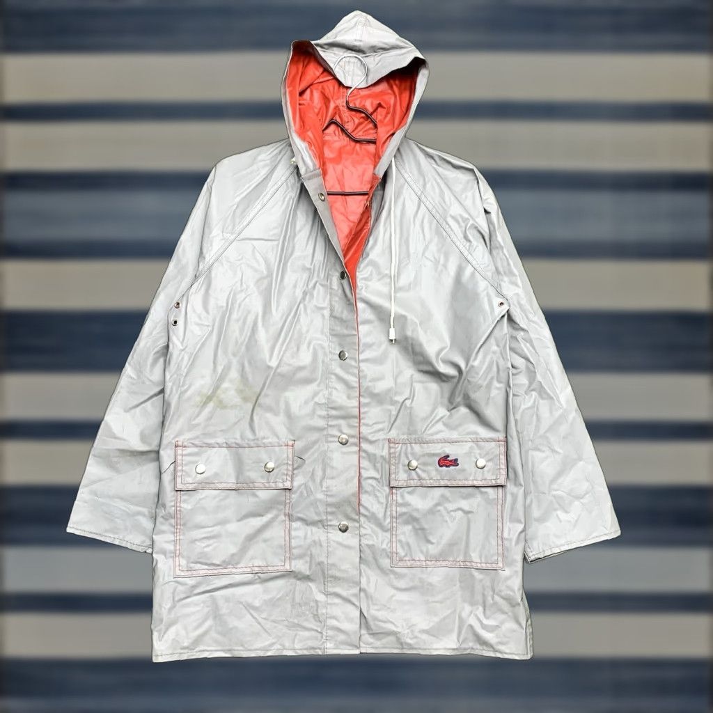 Lacoste VINTAGE Lacoste Rain Jacket Mens Medium Hooded Waterproof PVC Coat Outdoor Retro Hiking Jacket Mid-Length Gray M Regular Mens Size US M / EU 48-50 / 2 - 1 Thumbnail