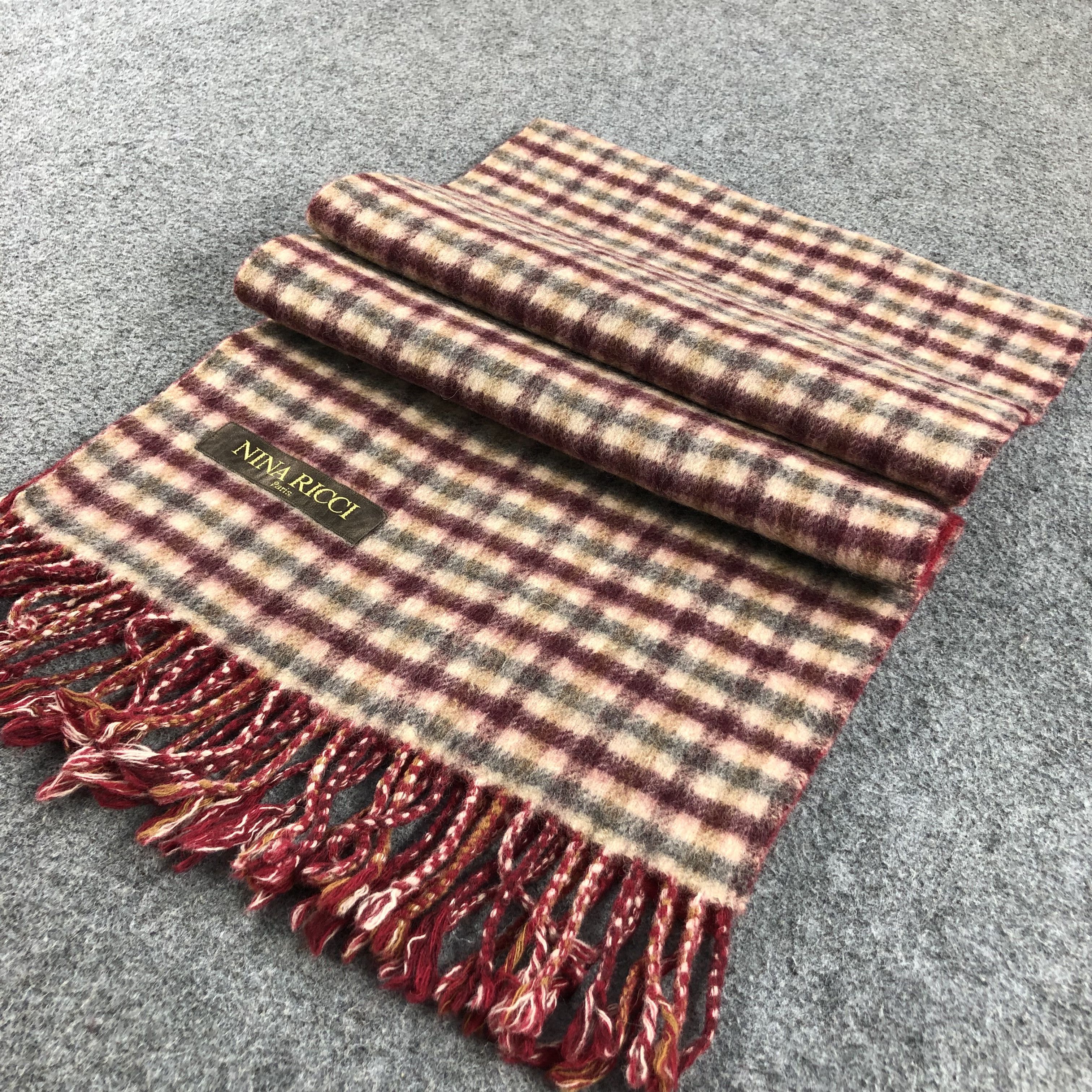 Nina Ricci Nina Ricci Gingham Wool Scarf Muffler V839 Size ONE SIZE - 3 Thumbnail