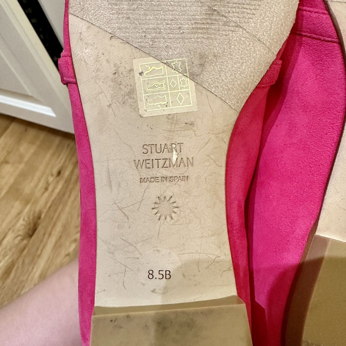 Stuart Weitzman STUART WEITZMAN Pink Crystal Buckle Suede Flat, US8.5, EU39 Size US 8.5 / IT 38.5 - 8 Thumbnail