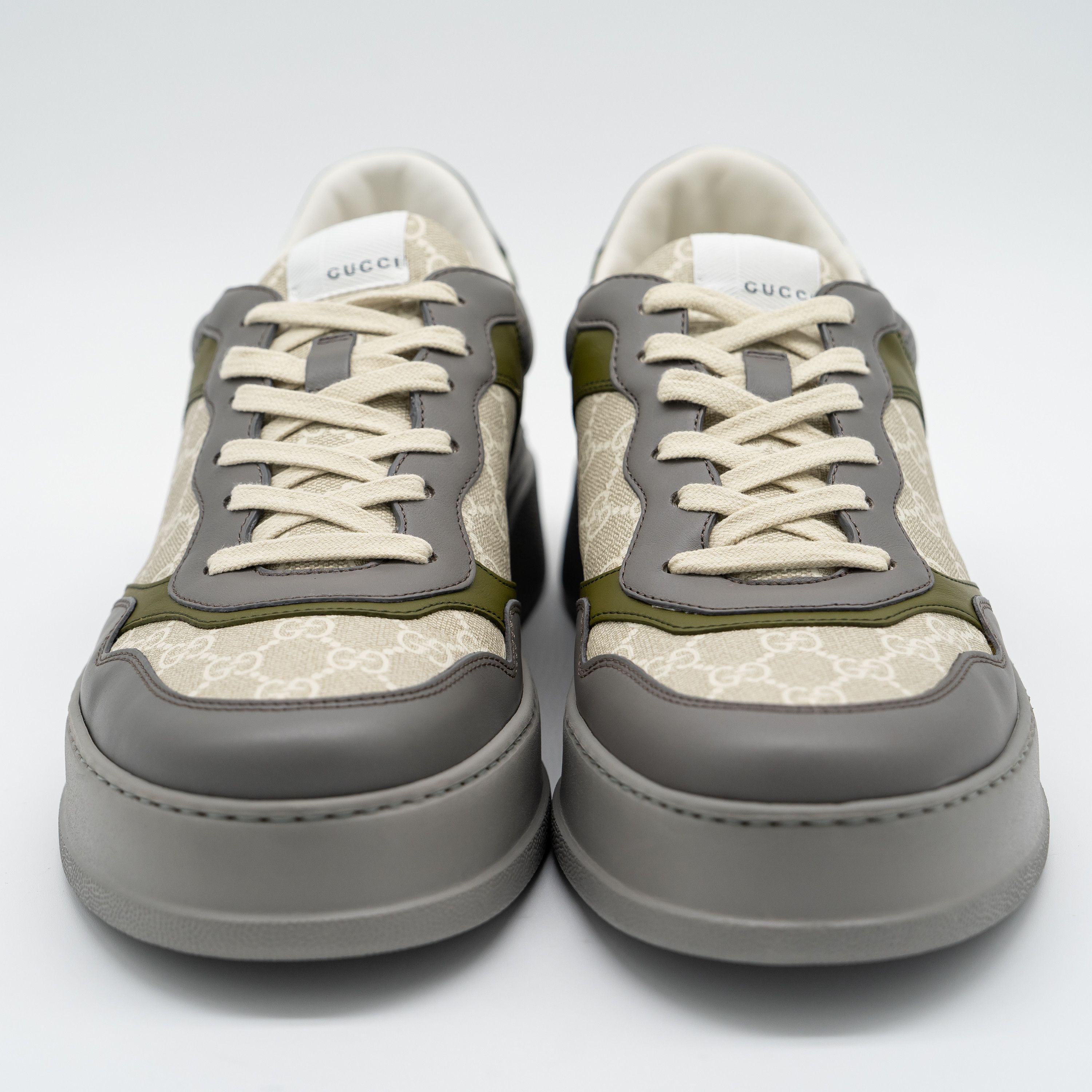 Gucci Gucci GG Chunky B Sneakers Green Beige Grey GG Leather Size US 15 / EU 48 - 2 Thumbnail