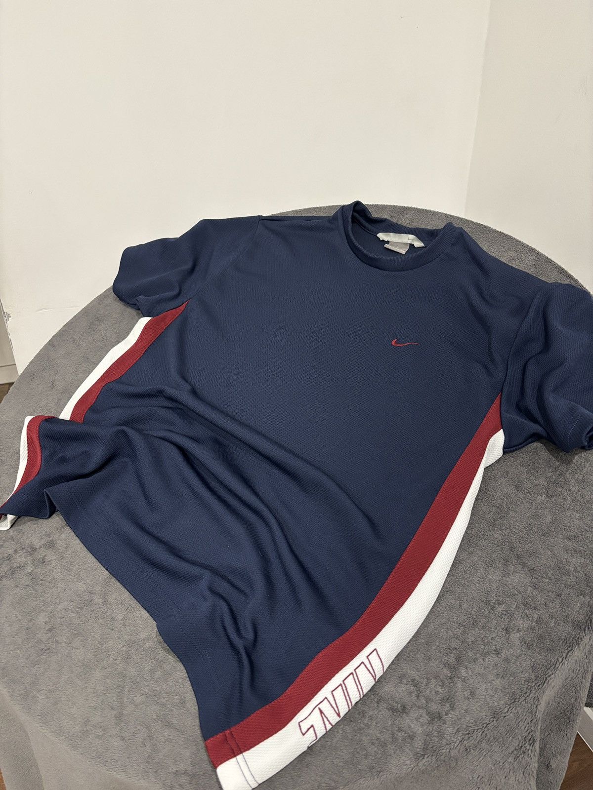 Nike Vintage 1990s Nike Navy Blue Red & White Striped Polyester Size US L / EU 52-54 / 3 - 1 Thumbnail