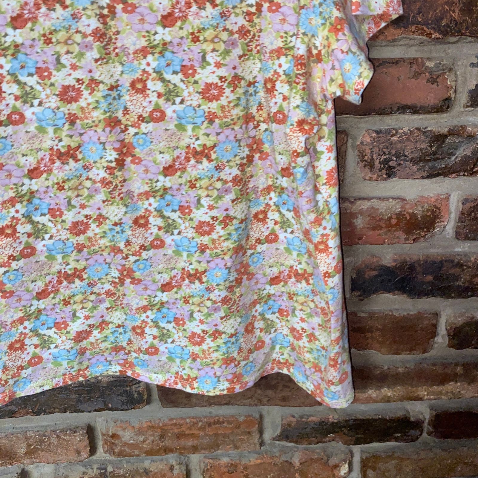 Other Kate Hill Floral Short Sleeve Henley Button Top 2X Size XXL / US 16-18 / IT 52-54 - 3 Thumbnail