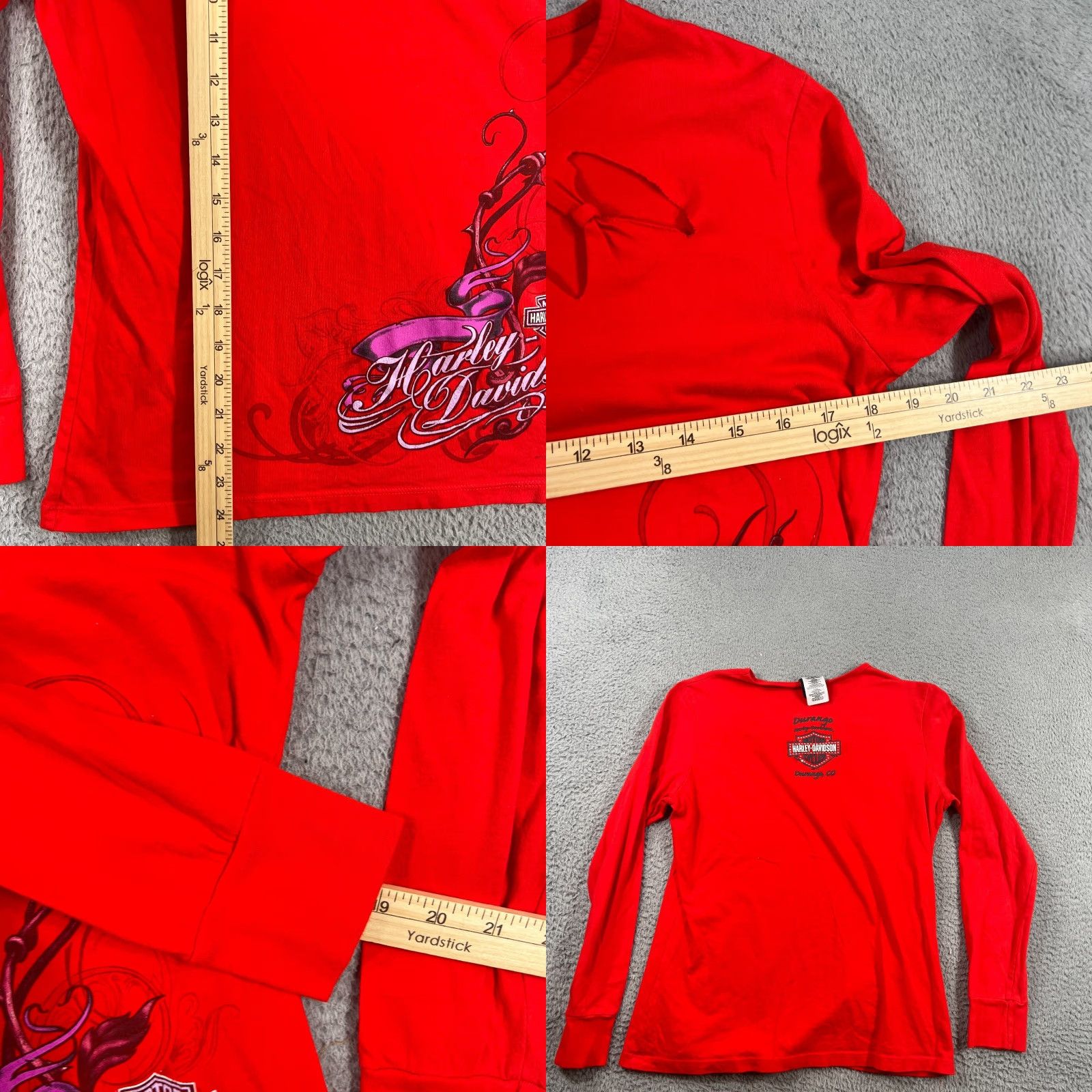 Harley Davidson Harley-Davidson Women's Long Sleeve Shirt L Red Biker Casual Y2K Size L / US 10 / IT 46 - 8 Thumbnail
