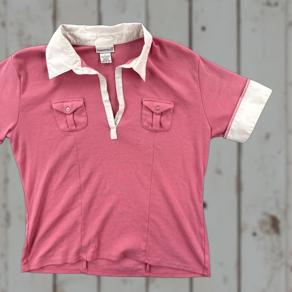 Vintage VINTAGE Fashion Bug Women Polo Shirt Pink Collared 90s Shirt Ladies L EUC Size L / US 10 / IT 46 - 1 Thumbnail