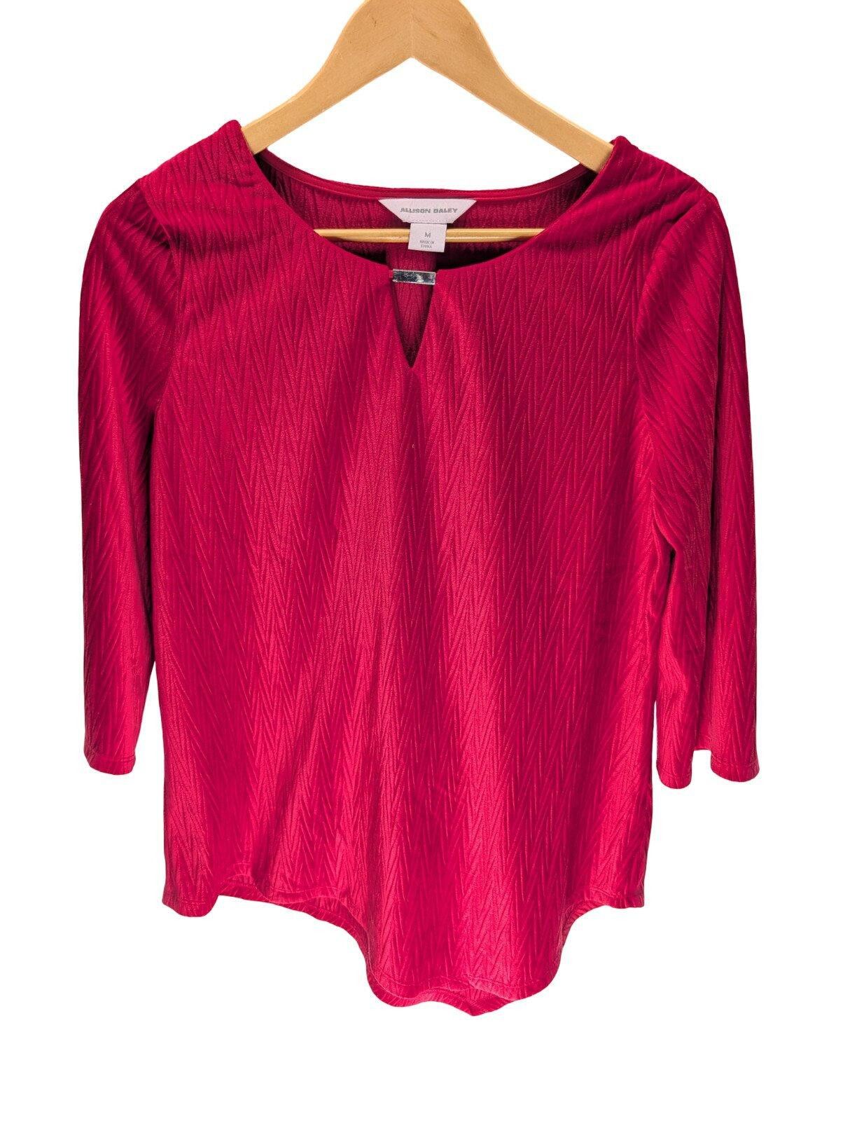 Other Allison Daley Textured Crinkle Knit Top M 3/4 Notch Neck Size M / US 6-8 / IT 42-44 - 1 Thumbnail