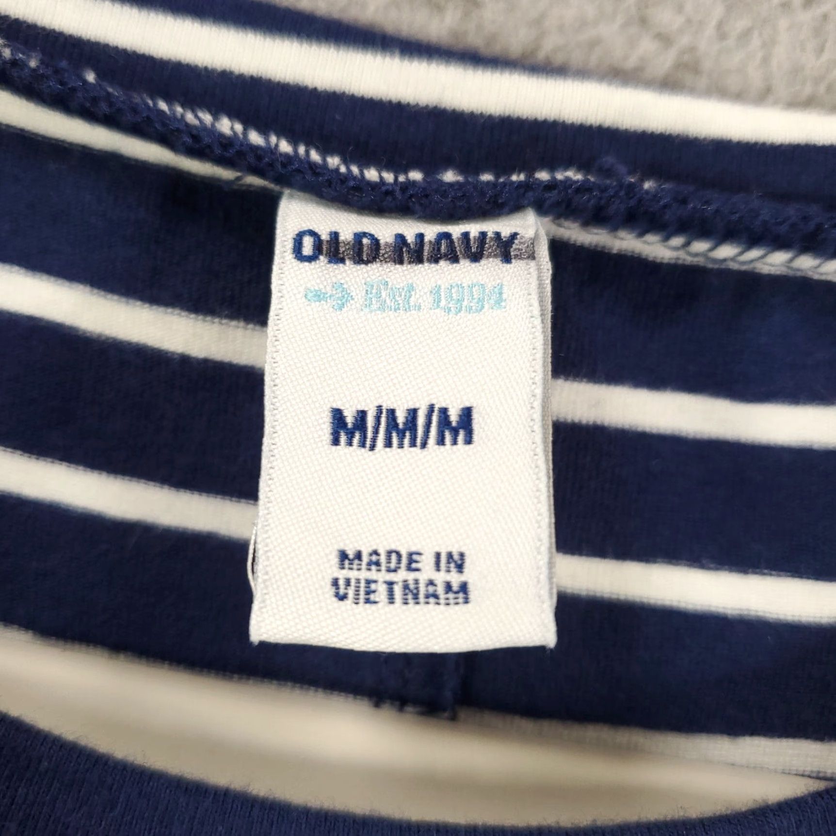 Old Navy Womens Old Navy Dress Shirt Dress M Striped Knit Nautical Blue White Knee Length Casual Short Sleeve Round Neck Pullover Bodycon Stretchy Clothing Size M / US 6-8 / IT 42-44 - 6 Thumbnail