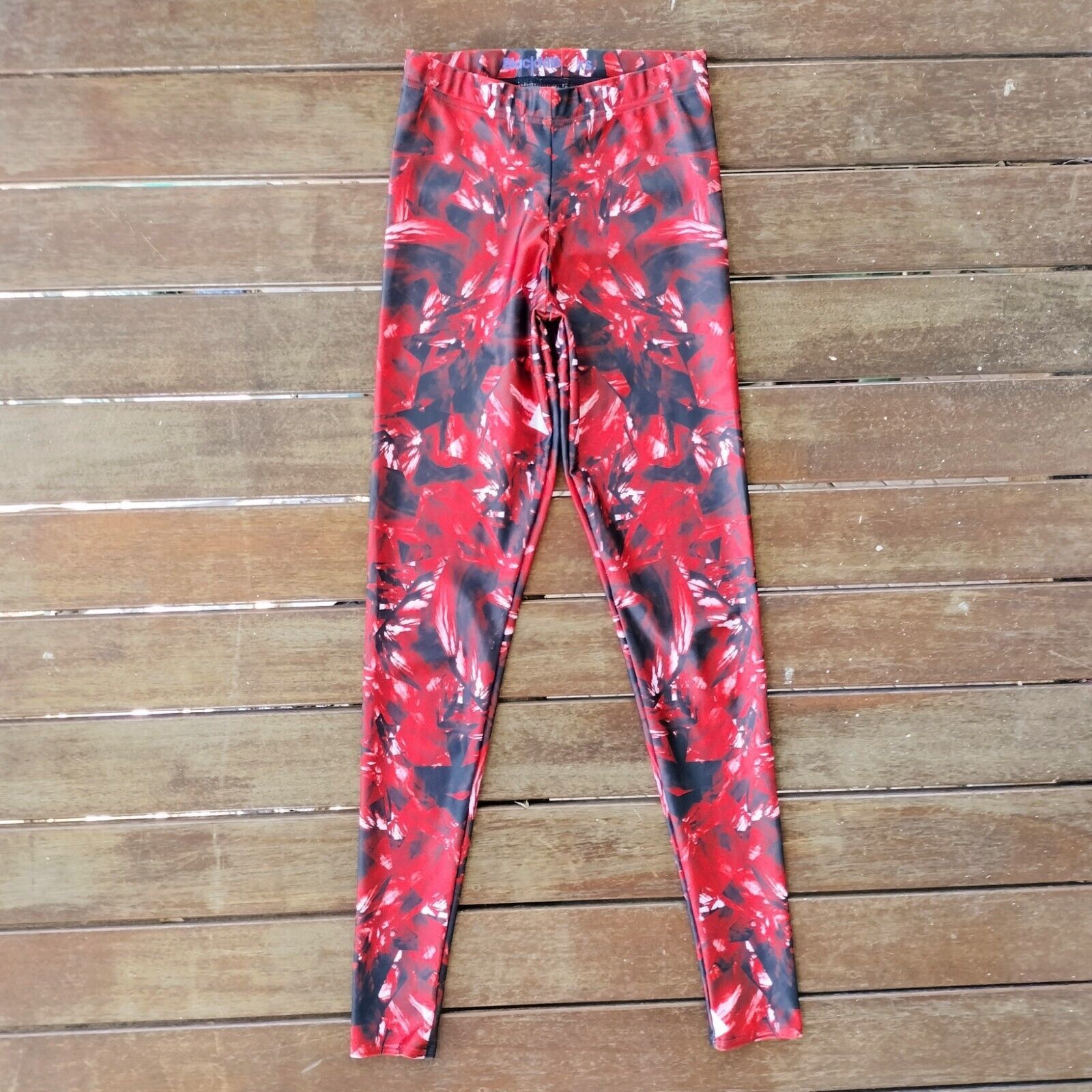 Man Made In Australia Black Milk Leggings Red Black Ruby High Waist Limited Size 27" / US 4 / IT 40 - 2 Thumbnail