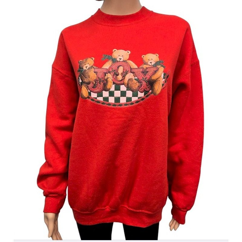 Vintage 90s Miller Sweatshirt XL Joy Teddy Bear Christmas Mockneck Size XL / US 12-14 / IT 48-50 - 3 Thumbnail