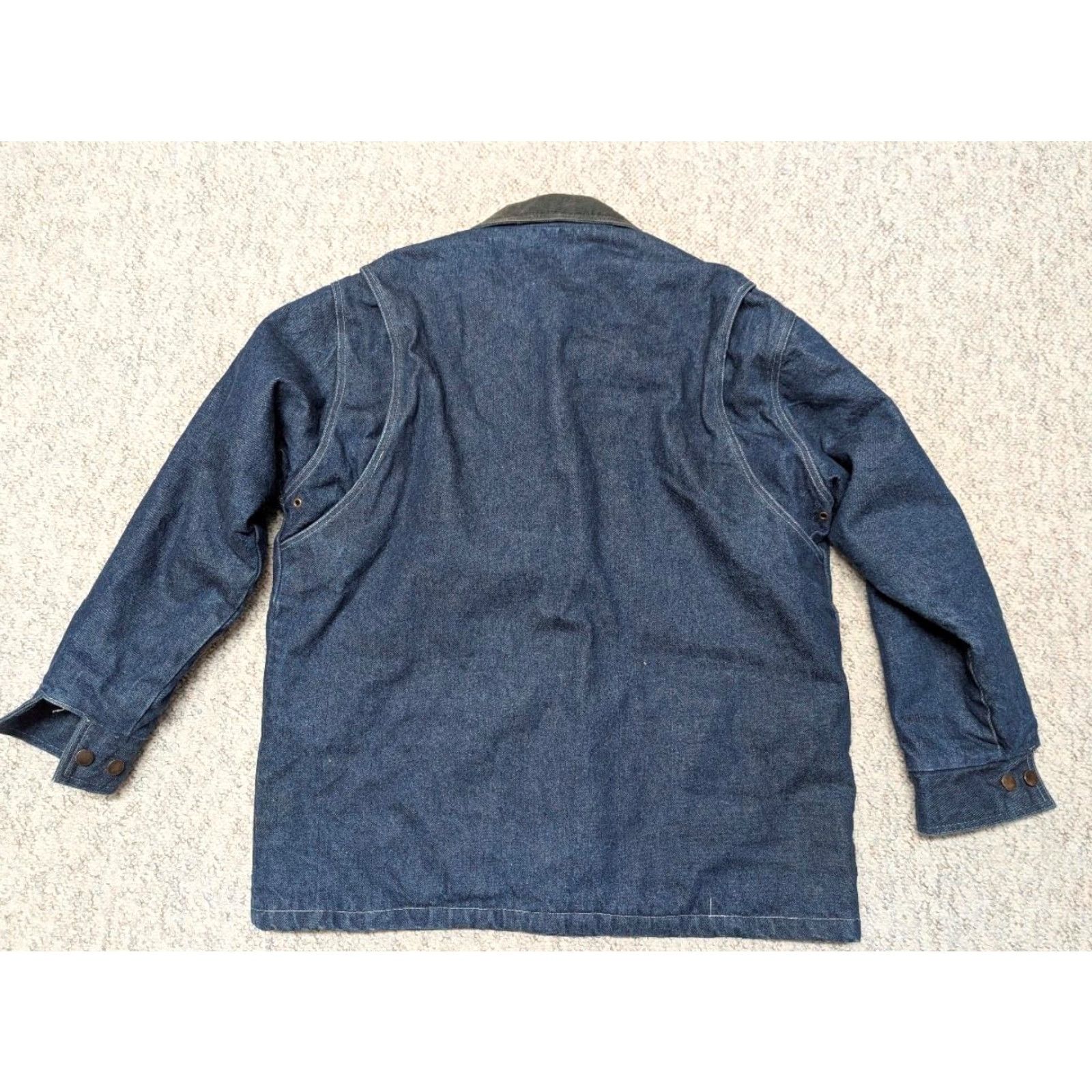 Carhartt VINTAGE Chore Coat Denim Coat XL Men Blue Canada 1990s Union Made Carhart Denim Leather Outer Shell Solid 46-48 Chest Size US XL / EU 56 / 4 - 2 Thumbnail