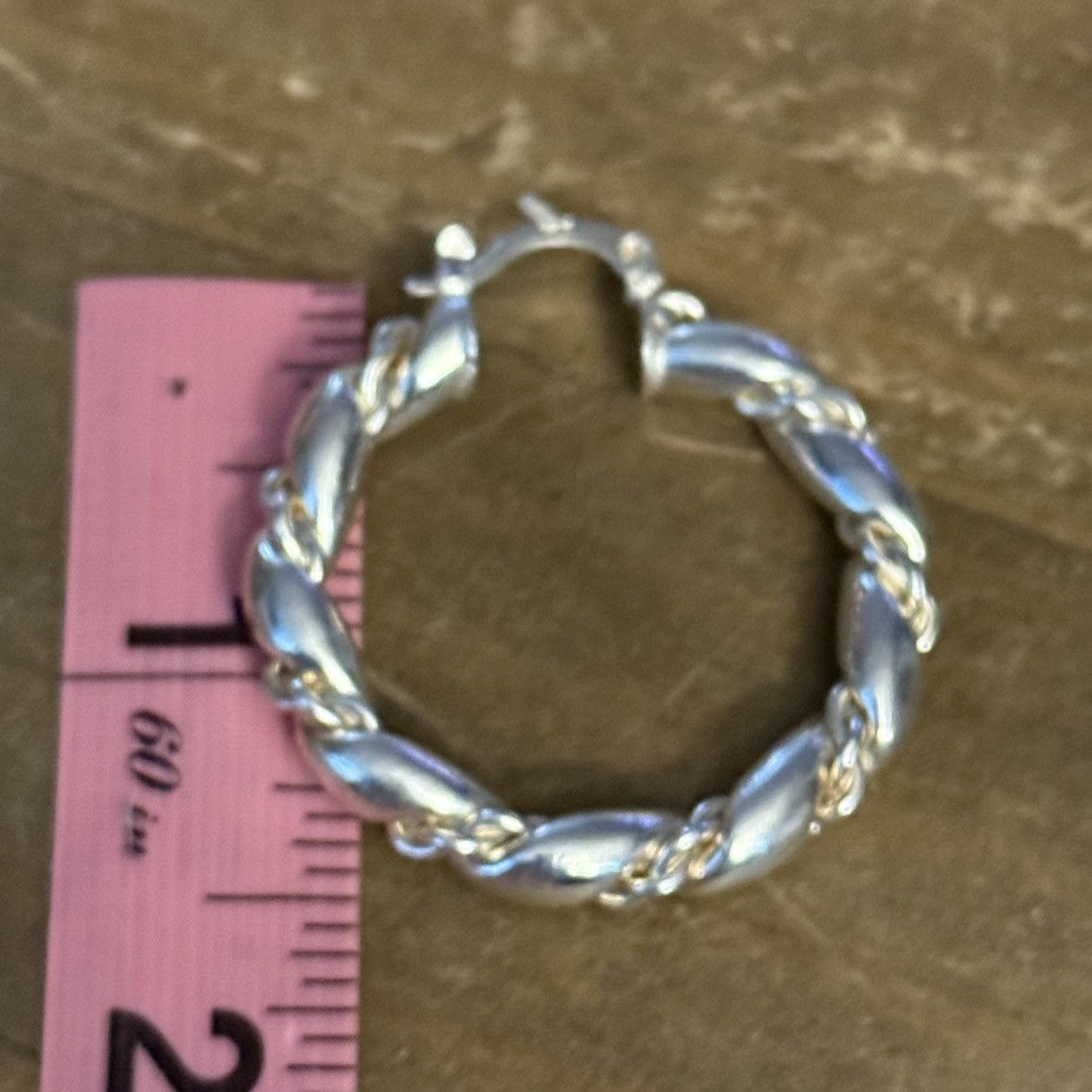 Other 925 Sterling Silver twisted hoop earrings Size ONE SIZE - 2 Thumbnail