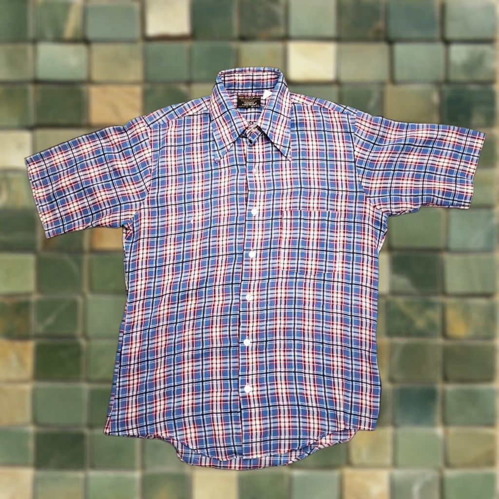 Vintage VINTAGE Towncraft Shirt Men M Blue Plaid Button Short Sleeve Casual JCPenney Weathered/Occasion Size US M / EU 48-50 / 2 - 1 Thumbnail