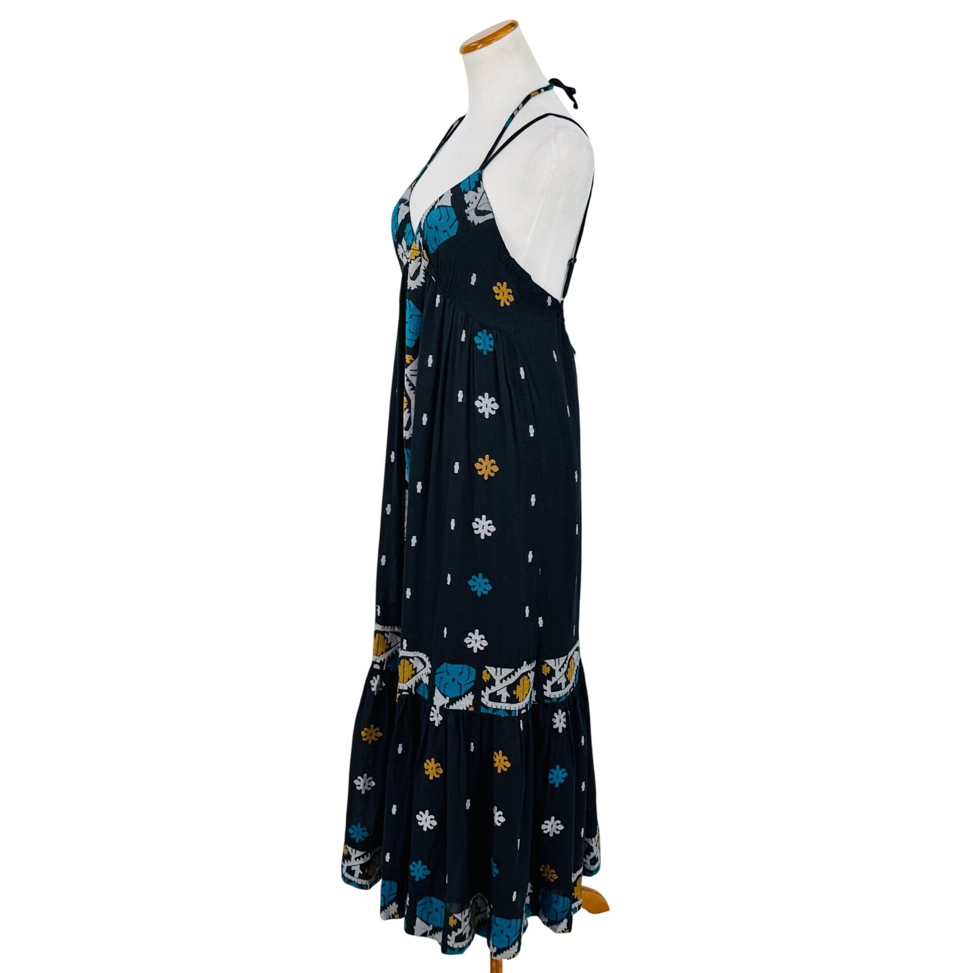 RARE NWT Vtg Free People Black Embroidered Maxi Dress Coas