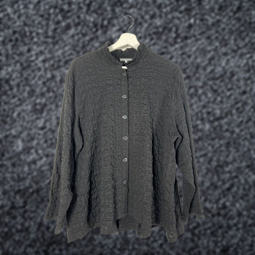 Habitat Habitat Womens Black Crinkle Textured Button Front Swing Jacket XL Lightweight Jacket Size XL / US 12-14 / IT 48-50 - 1 Thumbnail