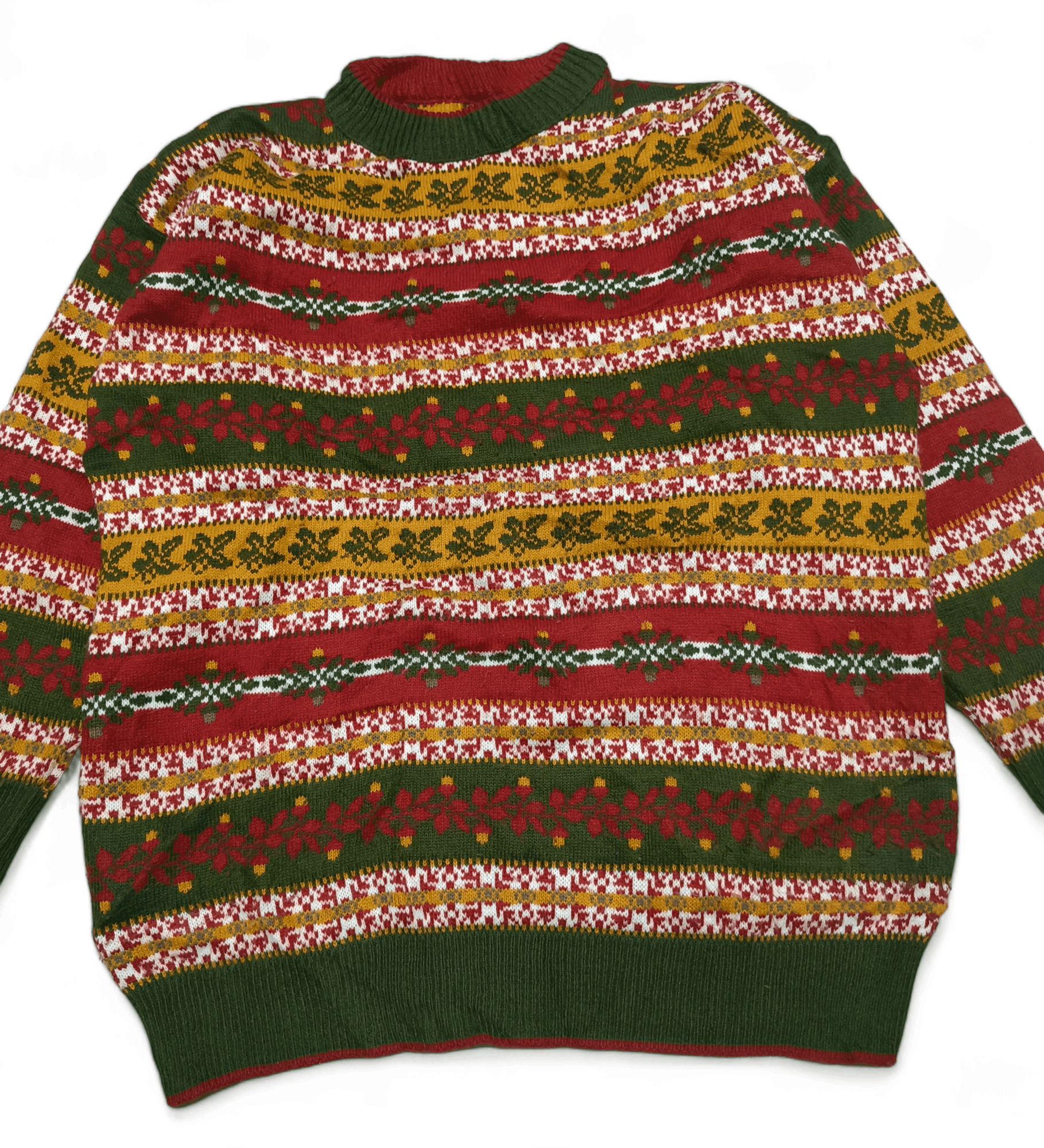 Other Vintage 80s Floral Striped Motifs Pattern Knit Wool Sweater Size US M / EU 48-50 / 2 - 3 Thumbnail