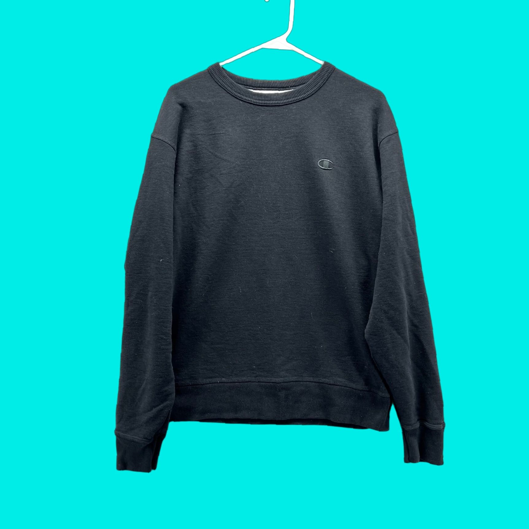 Champion VINTAGE Champion Sweater Men Medium Black Sweatshirt Pullover Crewneck Fleece Logo All Seasons Size US M / EU 48-50 / 2 - 1 Thumbnail