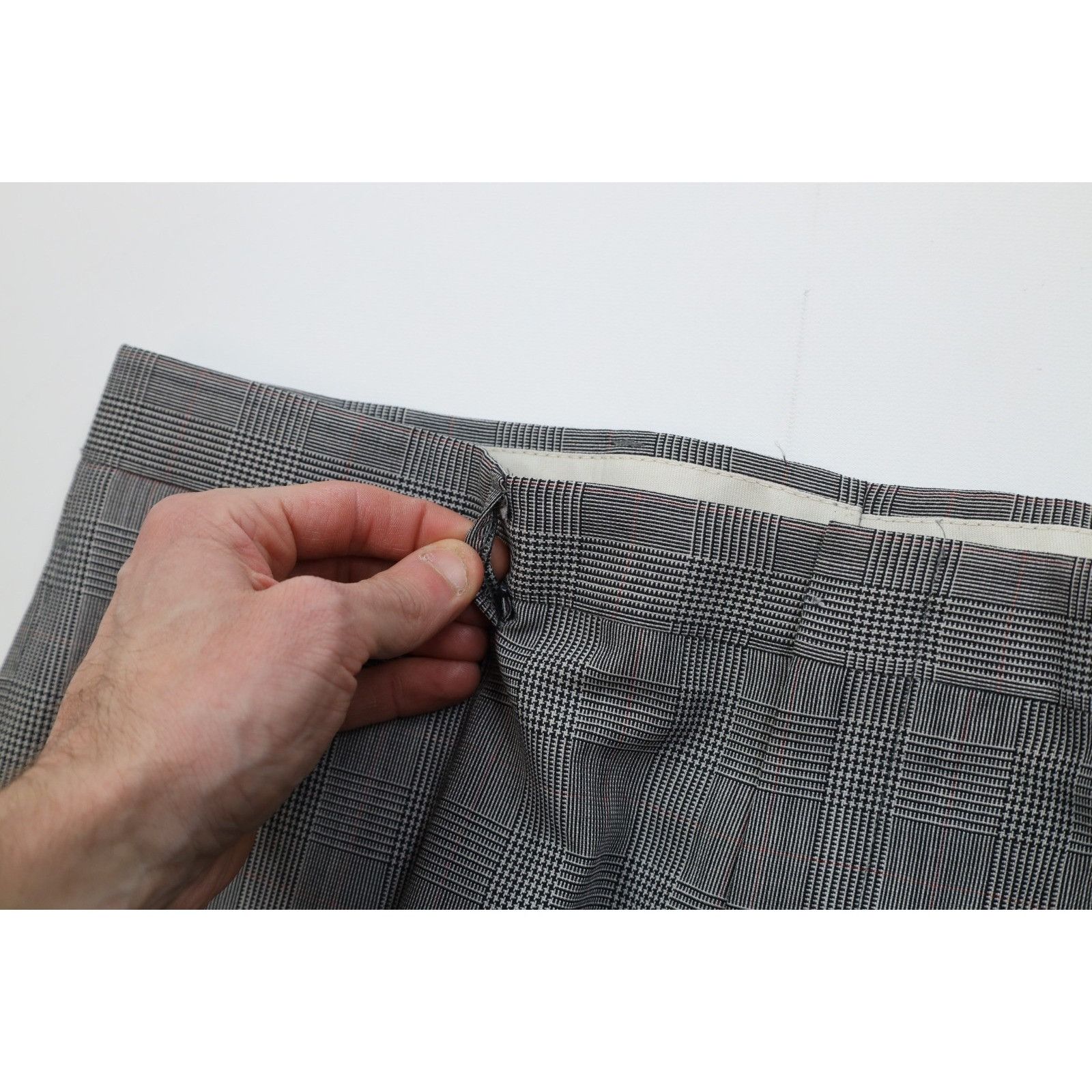 Vintage Vintage 70s Palm Beach 2 Piece Wool Suit Wedding Houndstooth Size 44L - 16 Thumbnail