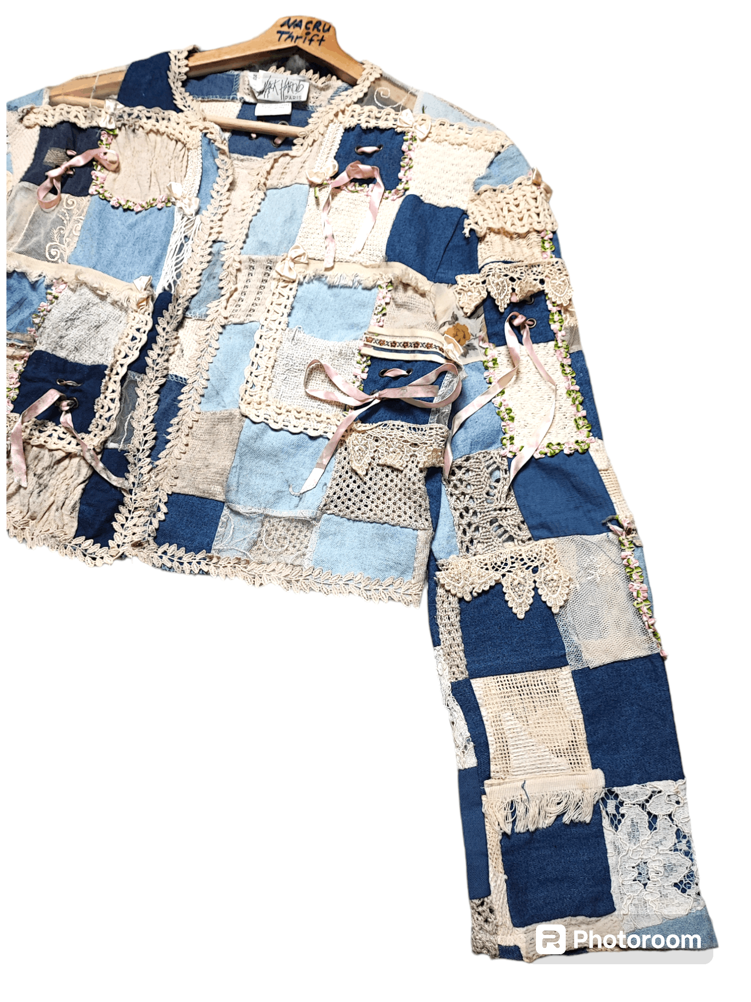 Le Grande Bleu (L.G.B.) Crop Top Patch Work By Rick Harold Size S / US 4 / IT 40 - 4 Thumbnail