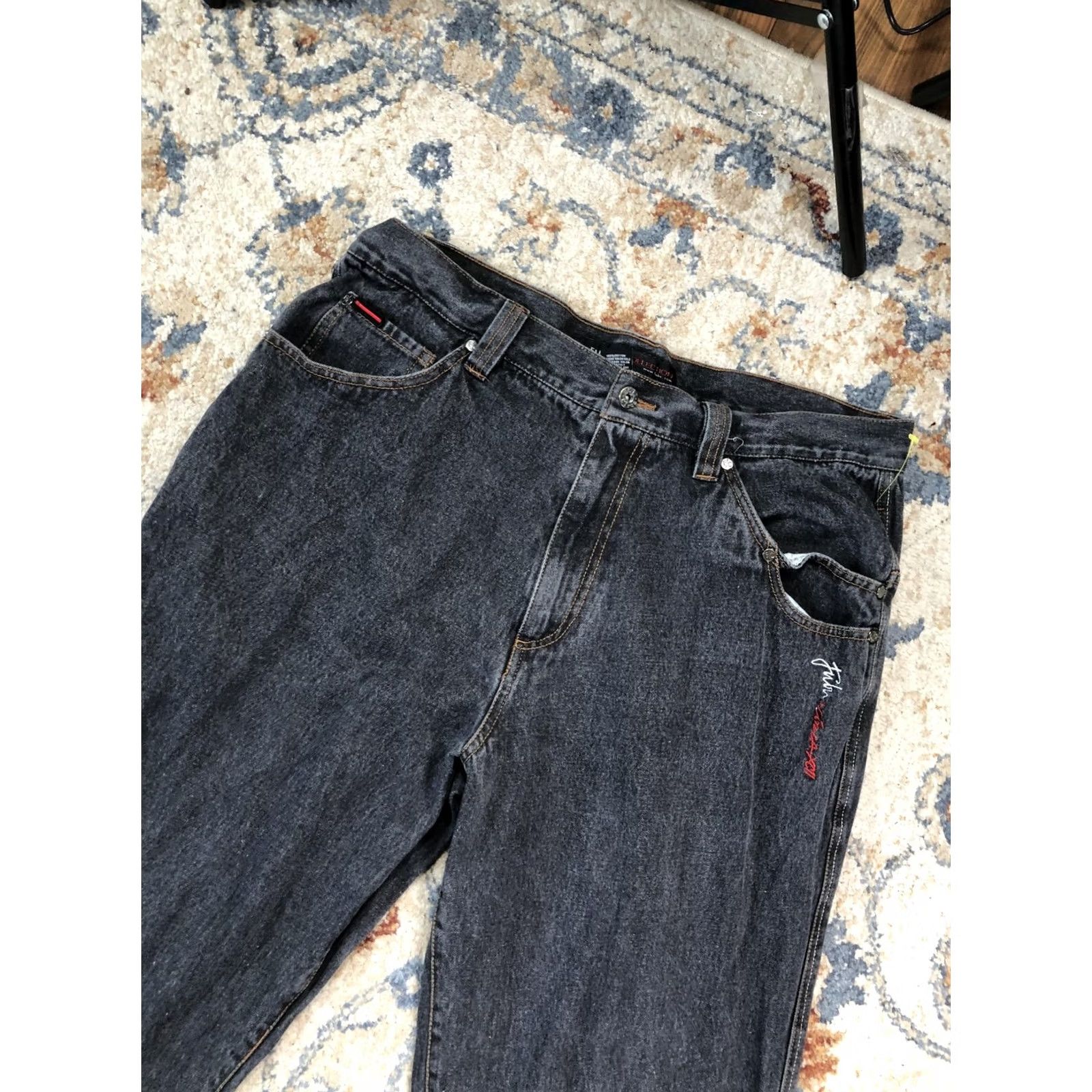 Fubu VINTAGE FUBU The Collection Jeans Mens 38x32 Charcoal Relaxed Straight Denim 90s Size US 38 / EU 54 - 5 Thumbnail