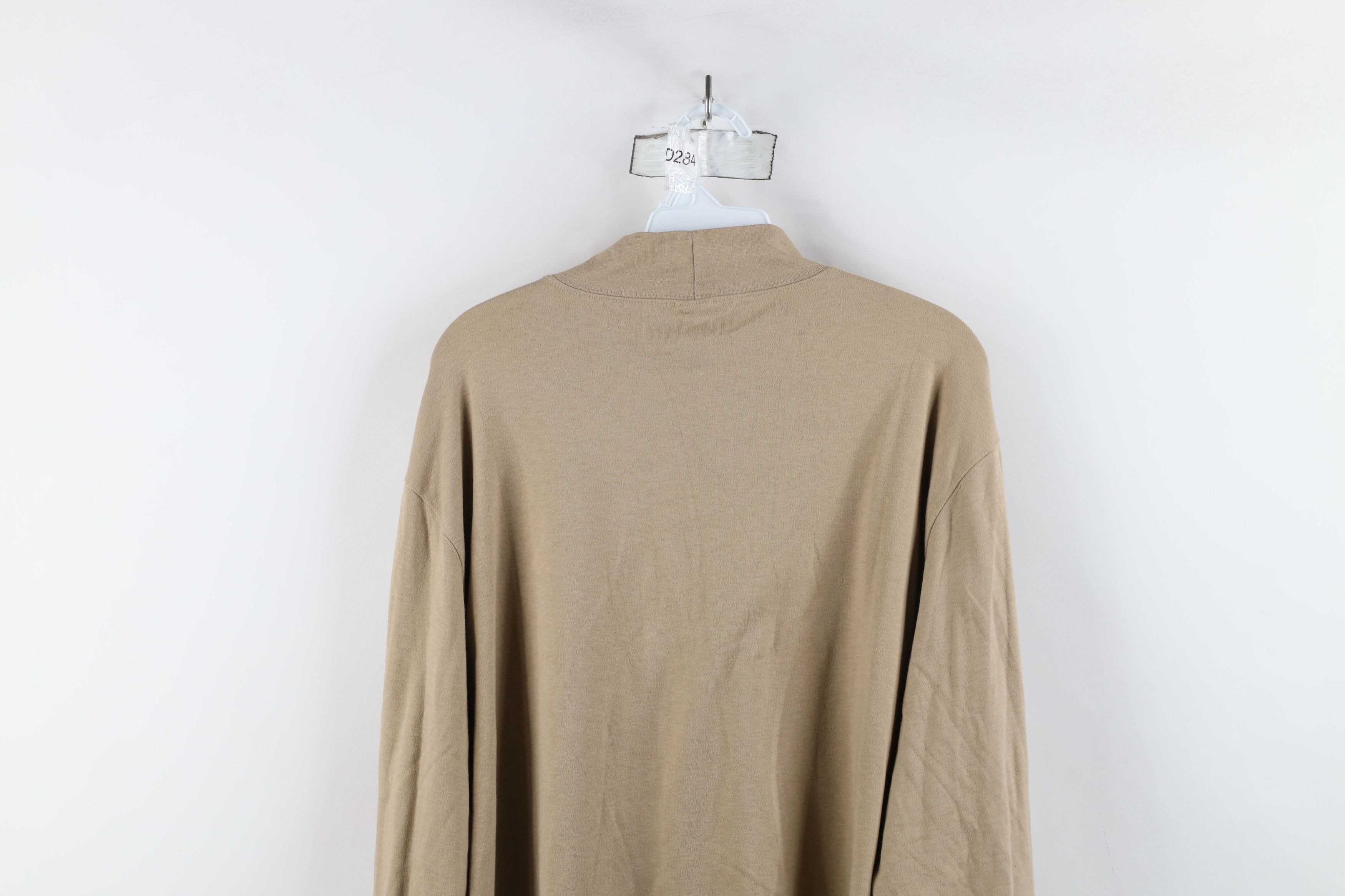 Lands' End × Vintage Vintage 90s Lands End Long Sleeve Mock Neck T-Shirt Beige Size US XL / EU 56 / 4 - 9 Thumbnail