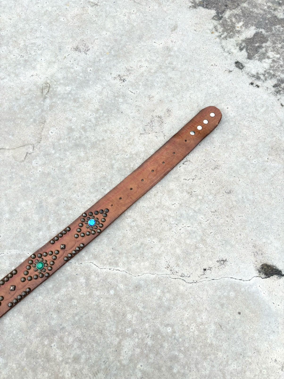 Japanese Brand Leather Design Studded Belt Rare size 35-40 Size ONE SIZE - 9 Thumbnail