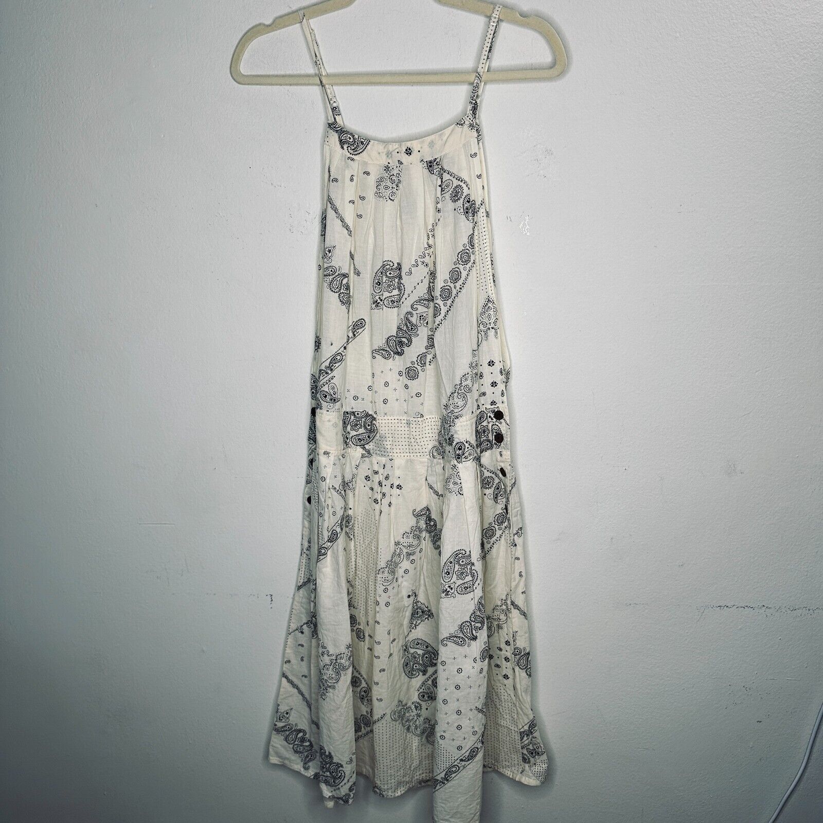 Anthropologie Anthro Cream Black Ruffle Spaghetti Strap Pleated Dress M Size M / US 6-8 / IT 42-44 - 1 Thumbnail