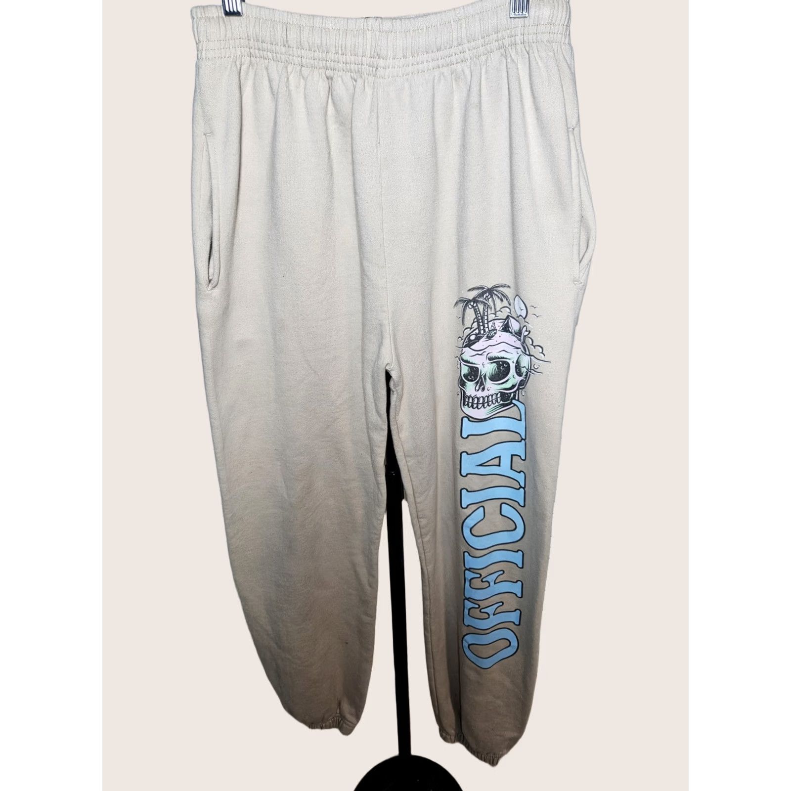 Boohoo Boohoo Man Sweatpants Mens Medium Beige Cotton Jogger Sweats Size US 31 - 1 Thumbnail