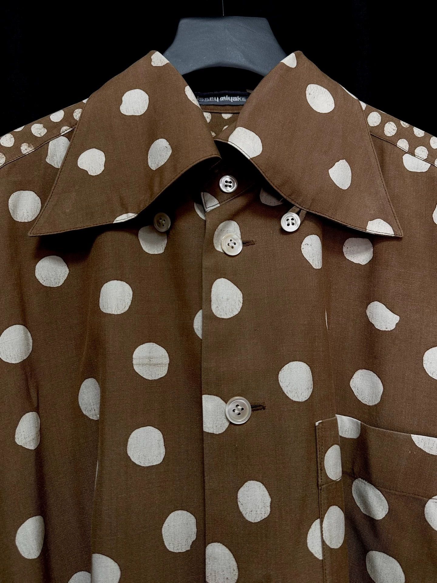 Issey Miyake Issey Miyake 89AW Oversize Discharge Silk Logo Shirt Size US L / EU 52-54 / 3 - 4 Thumbnail