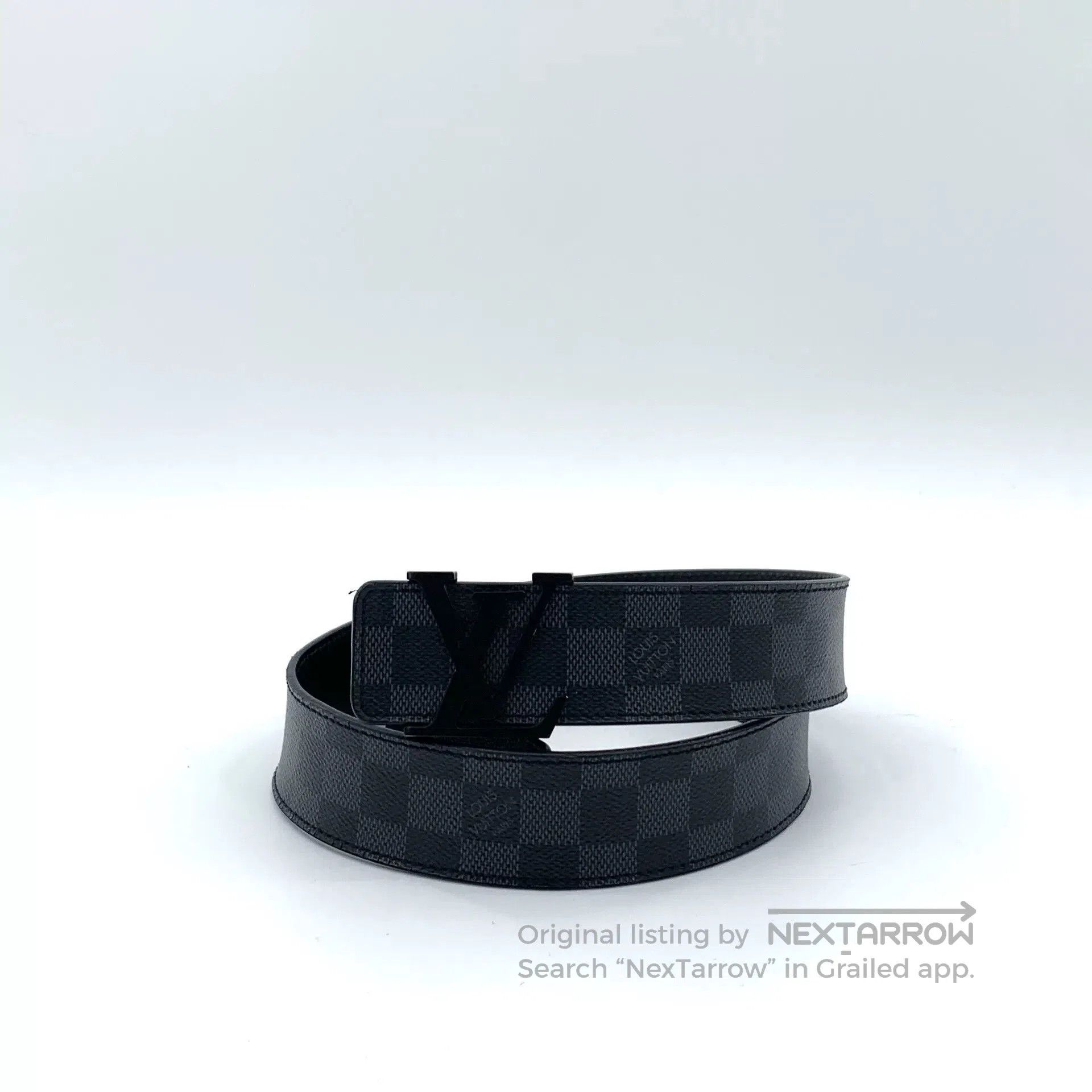 Louis Vuitton louis vuitton black gray checkered logo belt. Size ONE SIZE - 1 Thumbnail