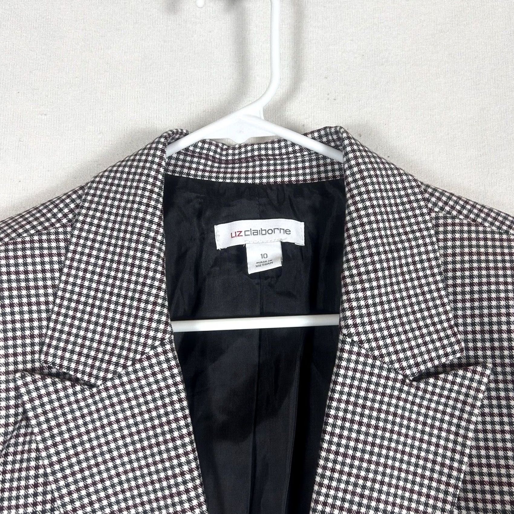 Liz Claiborne Liz Claiborne Blazer Jacket Womens 10 White Plaid Lightweight Lined Pockets NWT Size L / US 10 / IT 46 - 2 Thumbnail