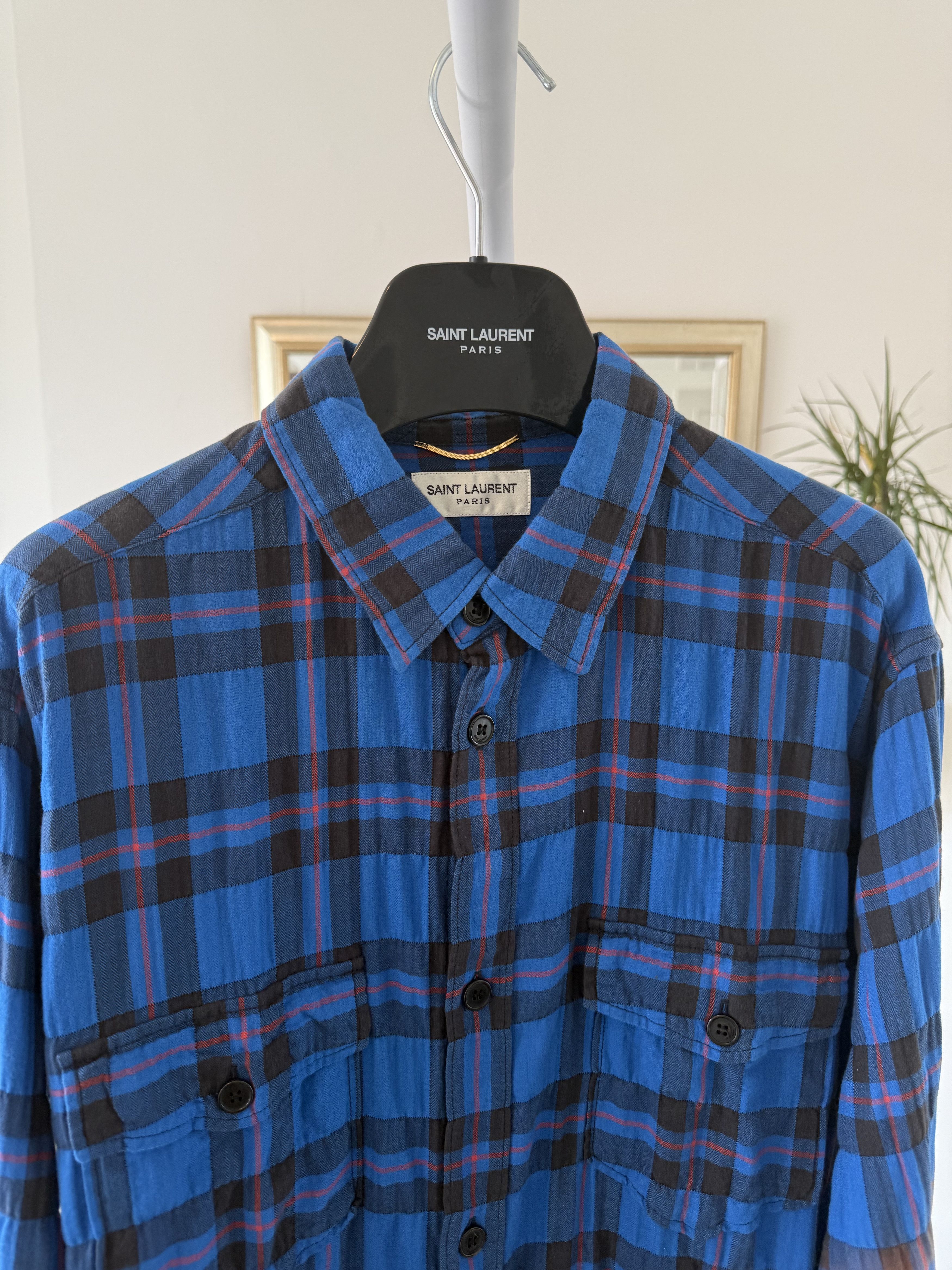 Hedi Slimane × Saint Laurent Paris FW15 Saint Laurent Gradient Bleached Raw Hem Shirt Size M / US 6-8 / IT 42-44 - 9 Thumbnail