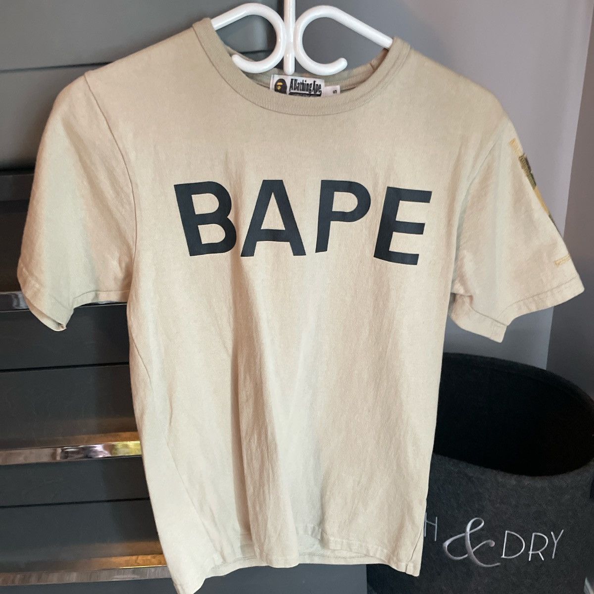 Image of Bape 1St Camo Sleeve Pocket Tee in Beige, Men's (Size Small)