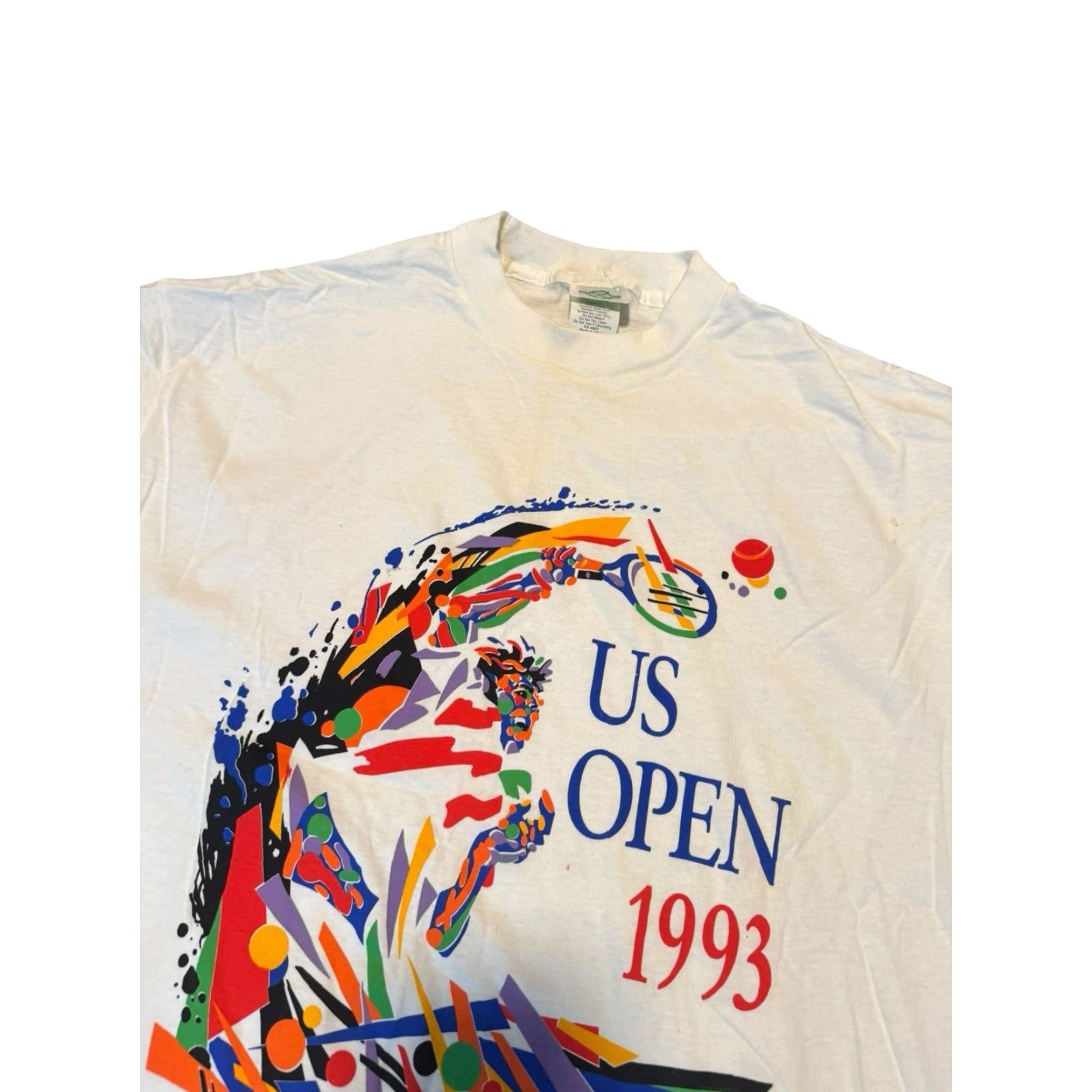 Vintage VTG 1993 US Open T-Shirt Feron’s White 90s Graphic Short Sleeve Crew Neck Mens L Size US L / EU 52-54 / 3 - 3 Thumbnail