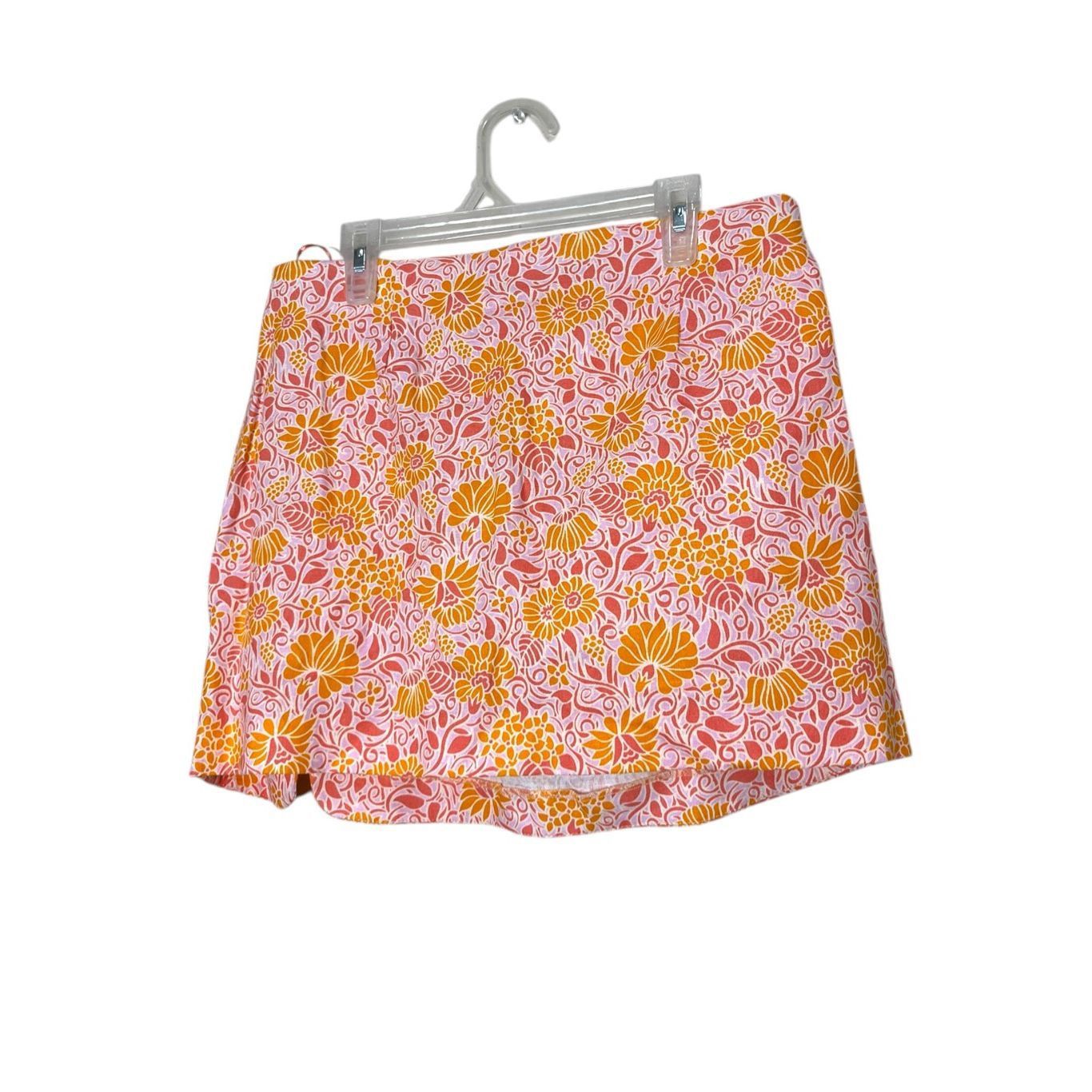 Zara Zara - Linen Blend Floral Mini Skirt Orange / Pink Womens sz Size 30" / US 8 / IT 44 - 3 Thumbnail