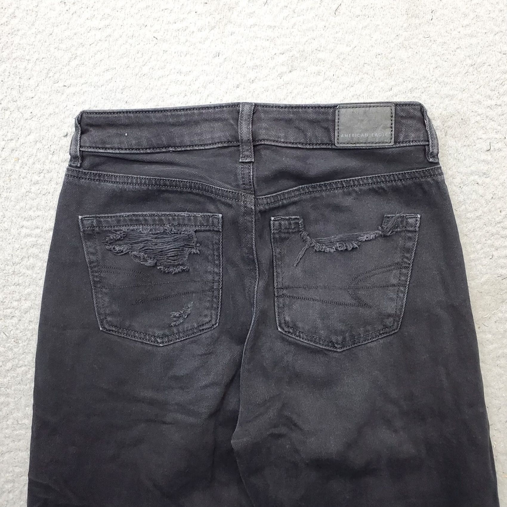 American Eagle Outfitters American Eagle Jeans Womens 0 Black Denim Distressed Dark Wash Casual Skinny Leg Jeans Size 25" / US 0 / IT 36 - 3 Thumbnail