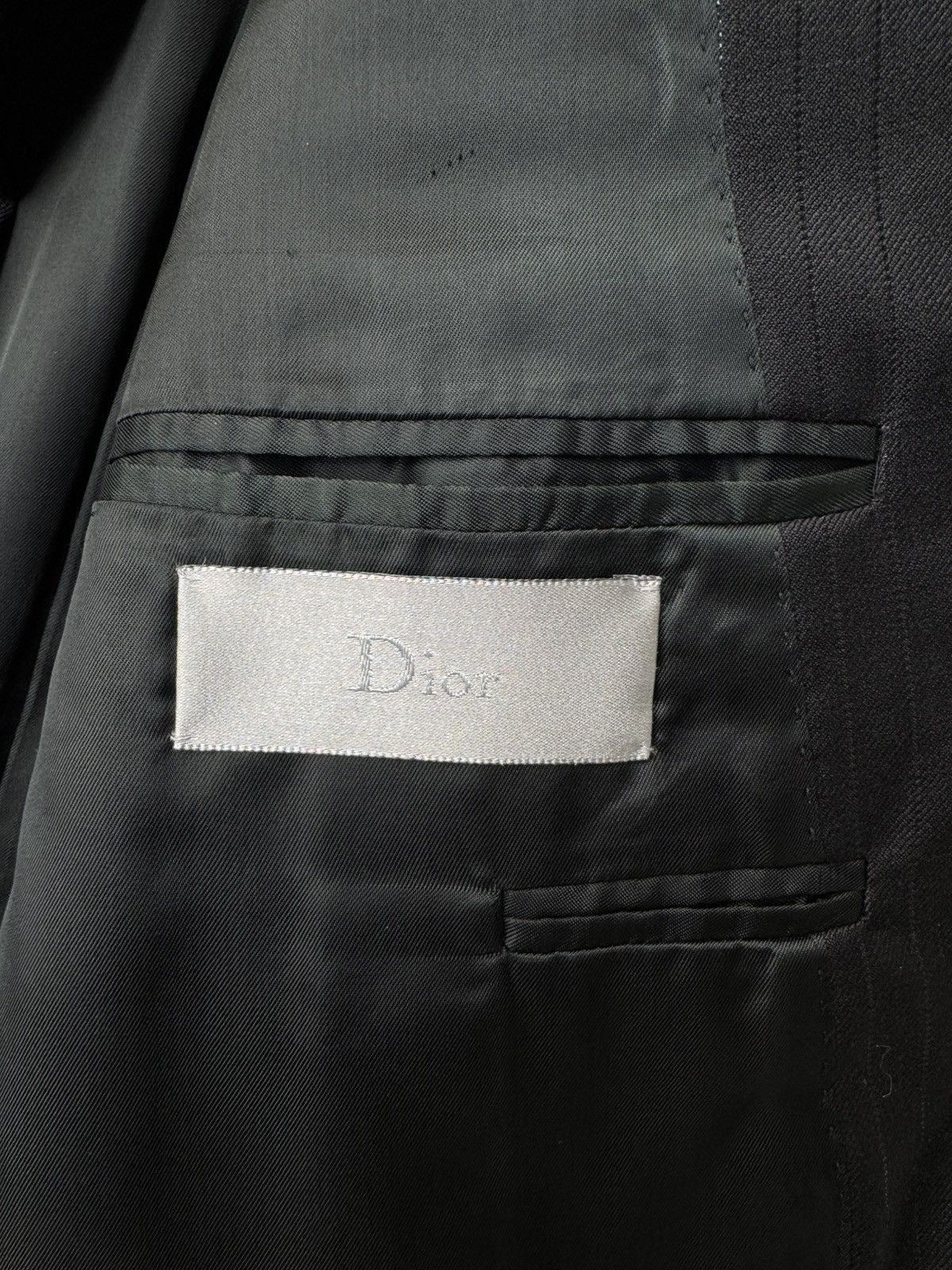 Dior Dior Homme SS04 Pinstripes Shiny Threads Black Suit Size 48S - 9 Thumbnail