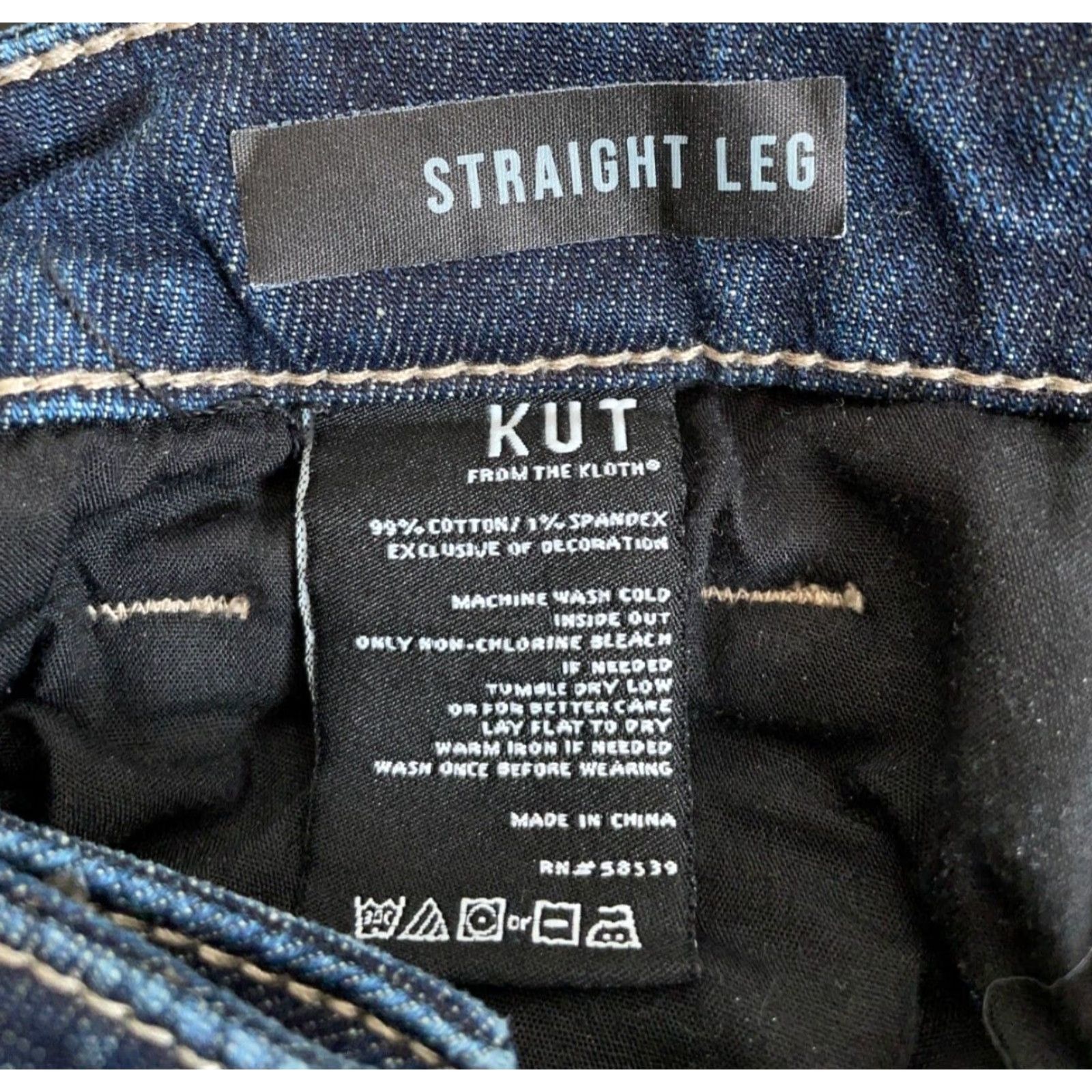 Vintage KUT from the Kloth Jeans Women's 10 Straight Leg Blue Denim Stretch 5-Pocket Zip Fly Mid-Rise Womens Size 32" / US 10 / IT 46 - 3 Thumbnail