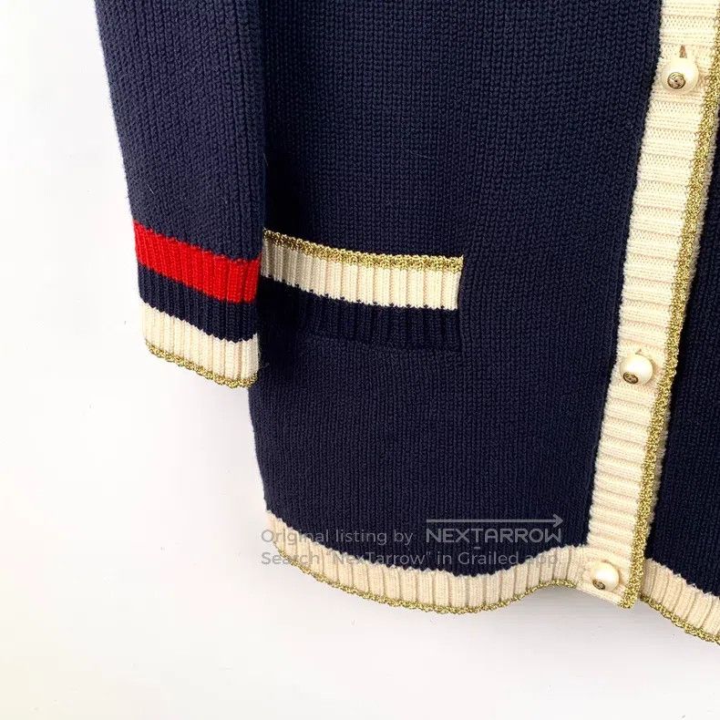 Gucci Gucci Black striped trim cotton V-neck single-breasted lon Size M / US 6-8 / IT 42-44 - 4 Thumbnail