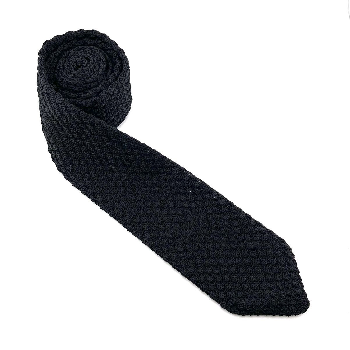 Other Men’s Black Knit Necktie & White Floral Pocket Square Size ONE SIZE - 5 Thumbnail