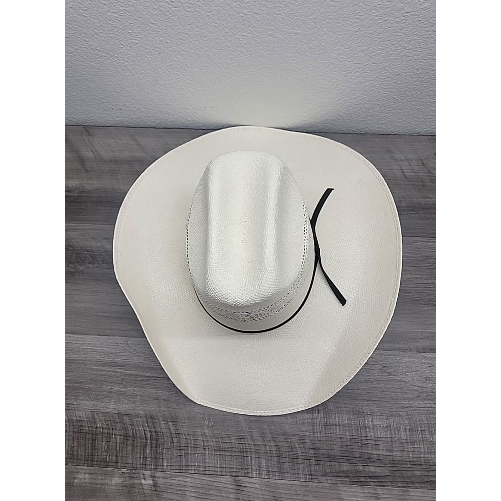 Vintage Texas Hat Co. Bangora Cowboy Hat Shantung Straw Beige 6 7/8 Mens Western Fitted Vintage No Size ONE SIZE - 2 Thumbnail