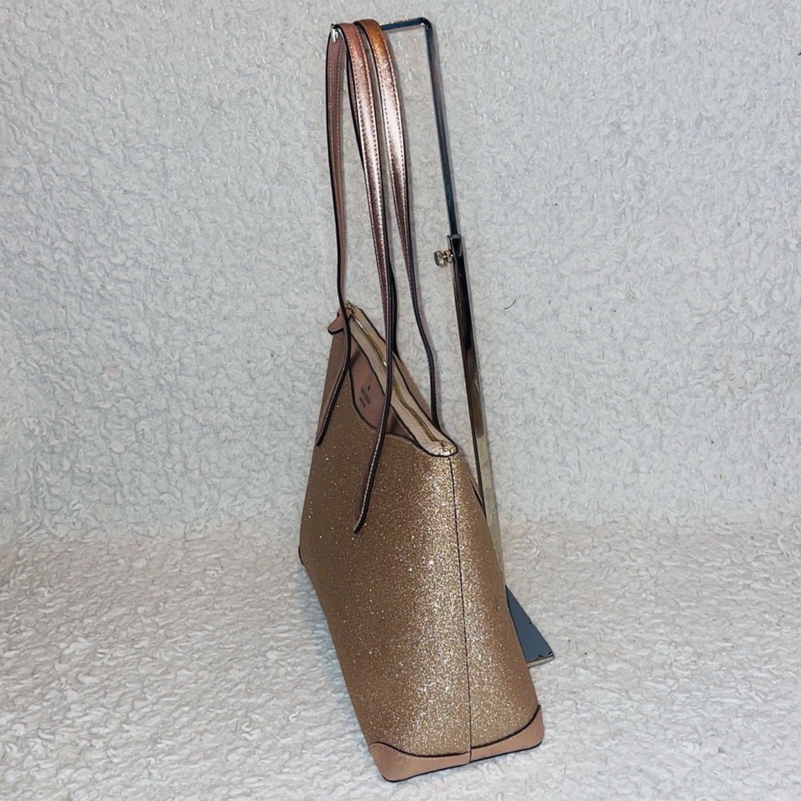 Kate Spade Kate Spade Rose Gold Glitter Zip Tote Bag Size ONE SIZE - 4 Thumbnail