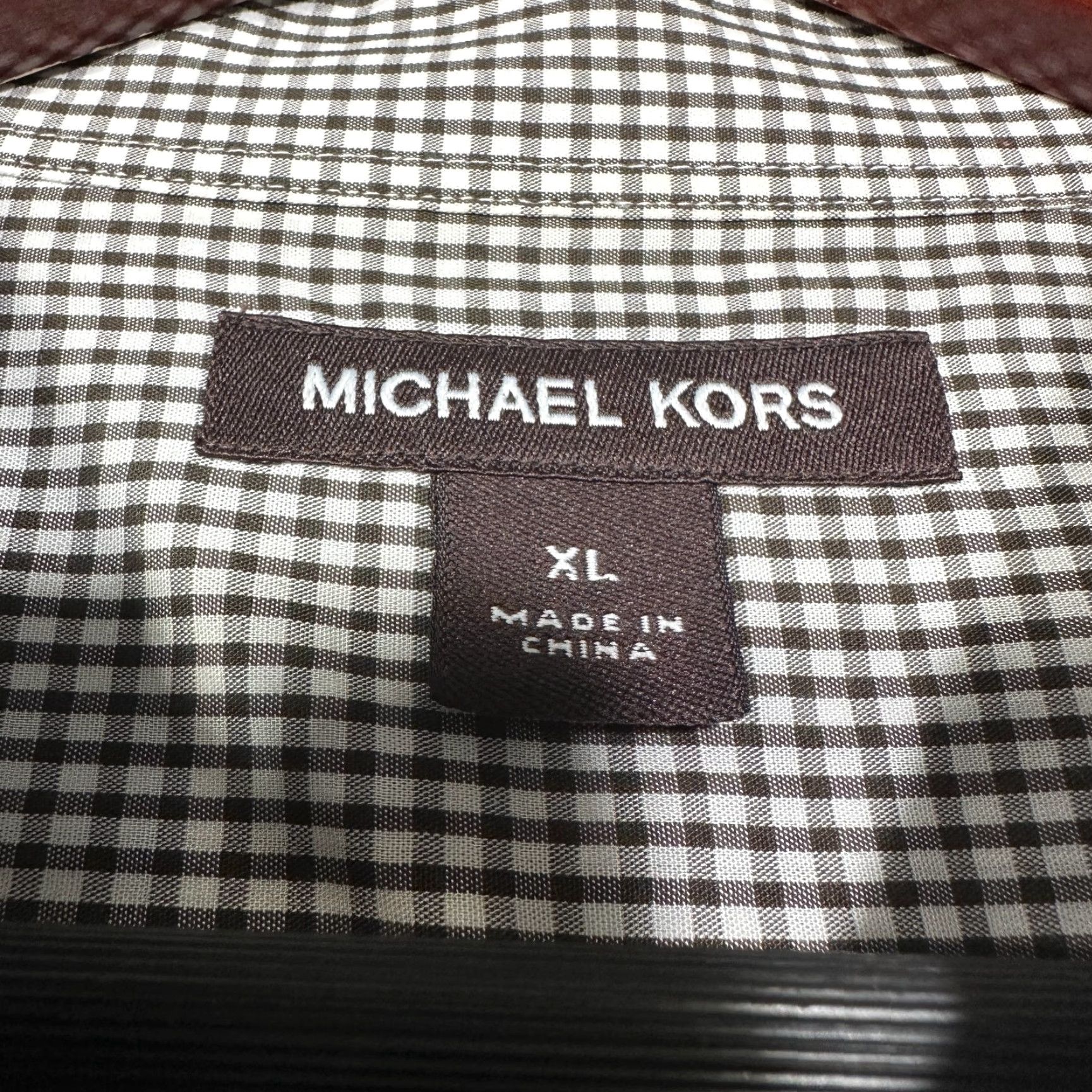 Michael Kors Michael Kors Shirt Mens XL Button-Up Brown White Check Cotton Long Sleeve Size US XL / EU 56 / 4 - 6 Thumbnail
