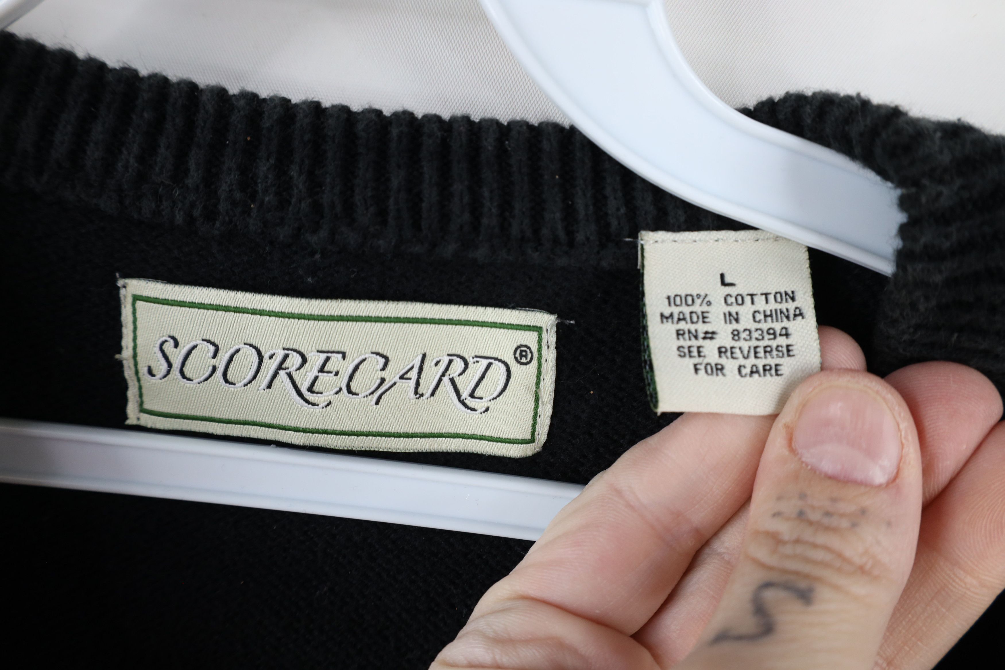 Vintage Vintage 90s Streetwear Cotton Cable Knit Sweater Vest Black Size US L / EU 52-54 / 3 - 4 Thumbnail