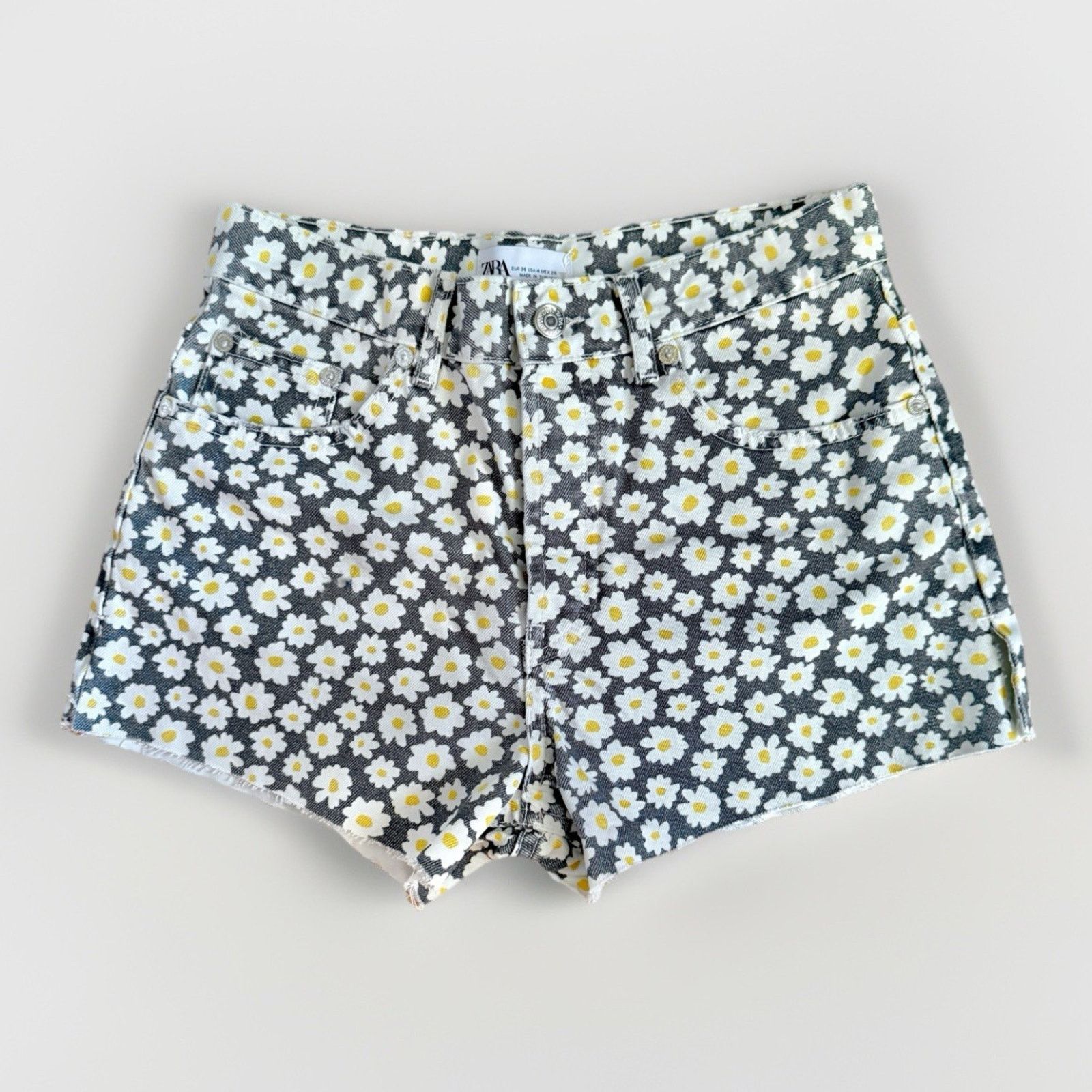 Zara Zara Button Fly Shorts Women's 4 Frayed High Rise Size 27" / US 4 / IT 40 - 1 Thumbnail