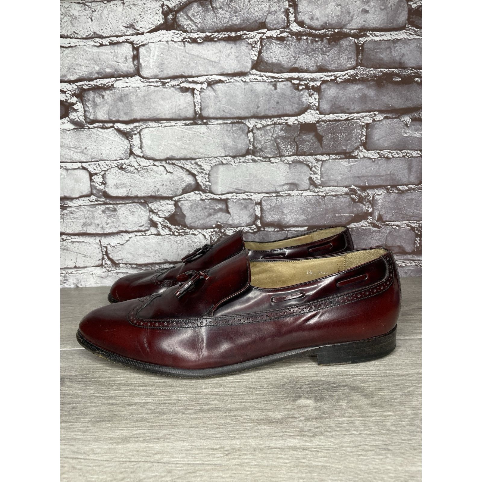 Nordstrom Nordstrom Burgundy Leather Wingtip Tassel Loafers Dress Shoe Size US 14 / EU 47 - 1 Thumbnail