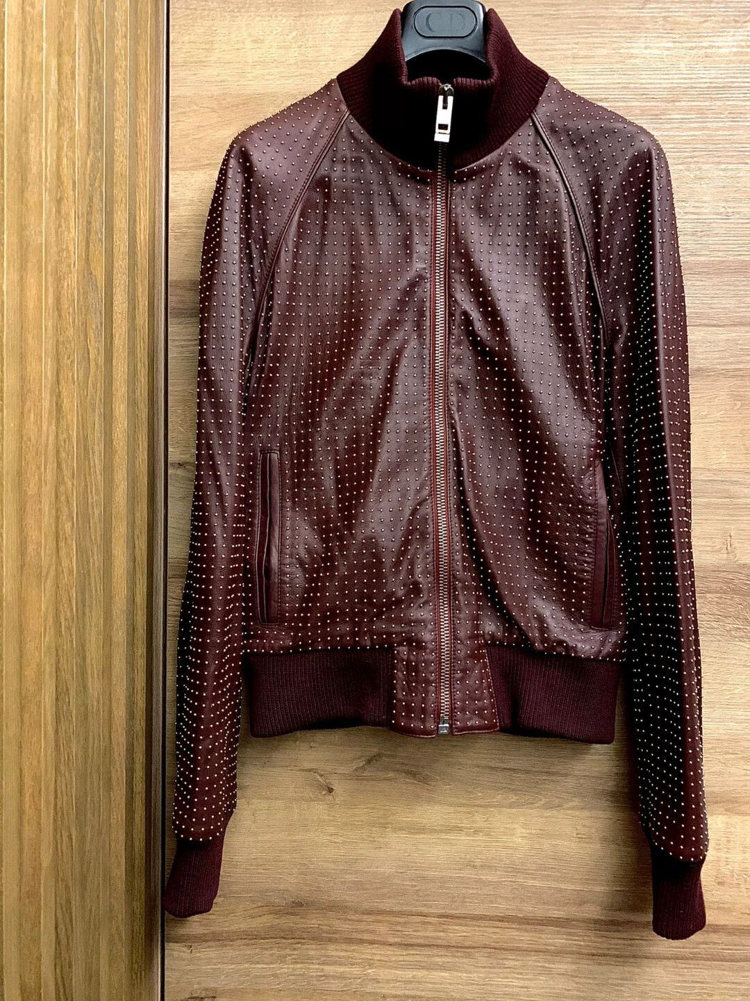 Dior Red Studded Leather Bomber Jacket Size US S / EU 44-46 / 1 - 1 Thumbnail