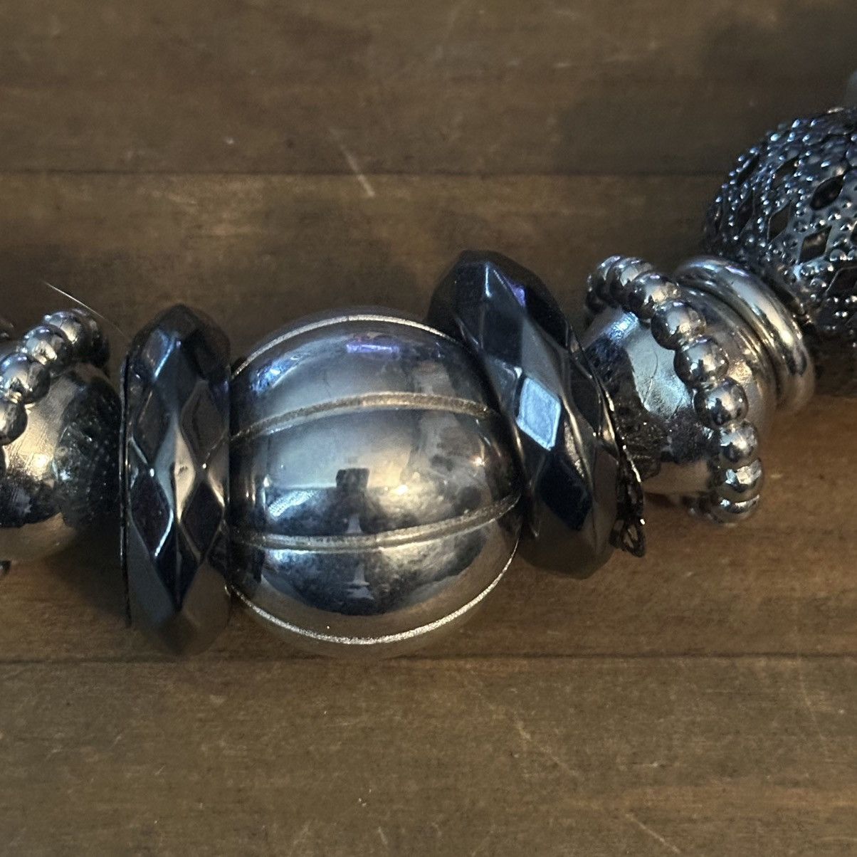 Other Bold Elements chunky two tone silver bead statement necklace Size ONE SIZE - 3 Thumbnail