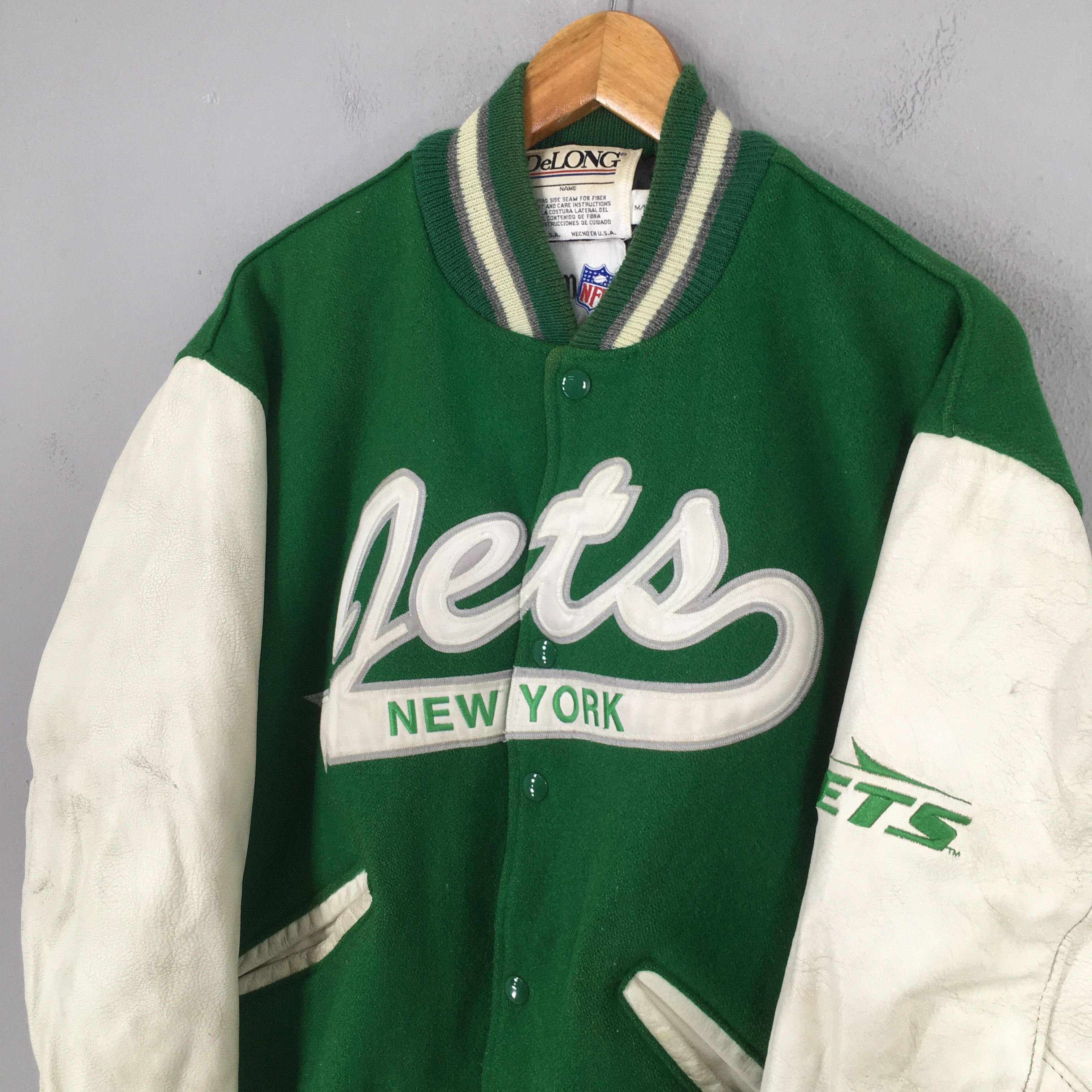 NFL Vintage 90's New York Jets NFL Green Leather Jacket M Size US M / EU 48-50 / 2 - 3 Thumbnail