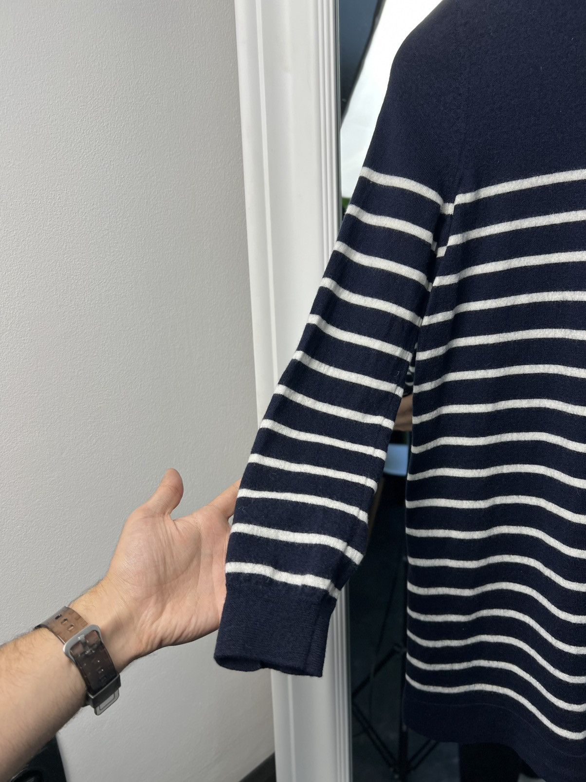 Designer × Sezane Sézane Paola Wool Knit Dress Navy / Ecru Size M Size M / US 6-8 / IT 42-44 - 15 Thumbnail