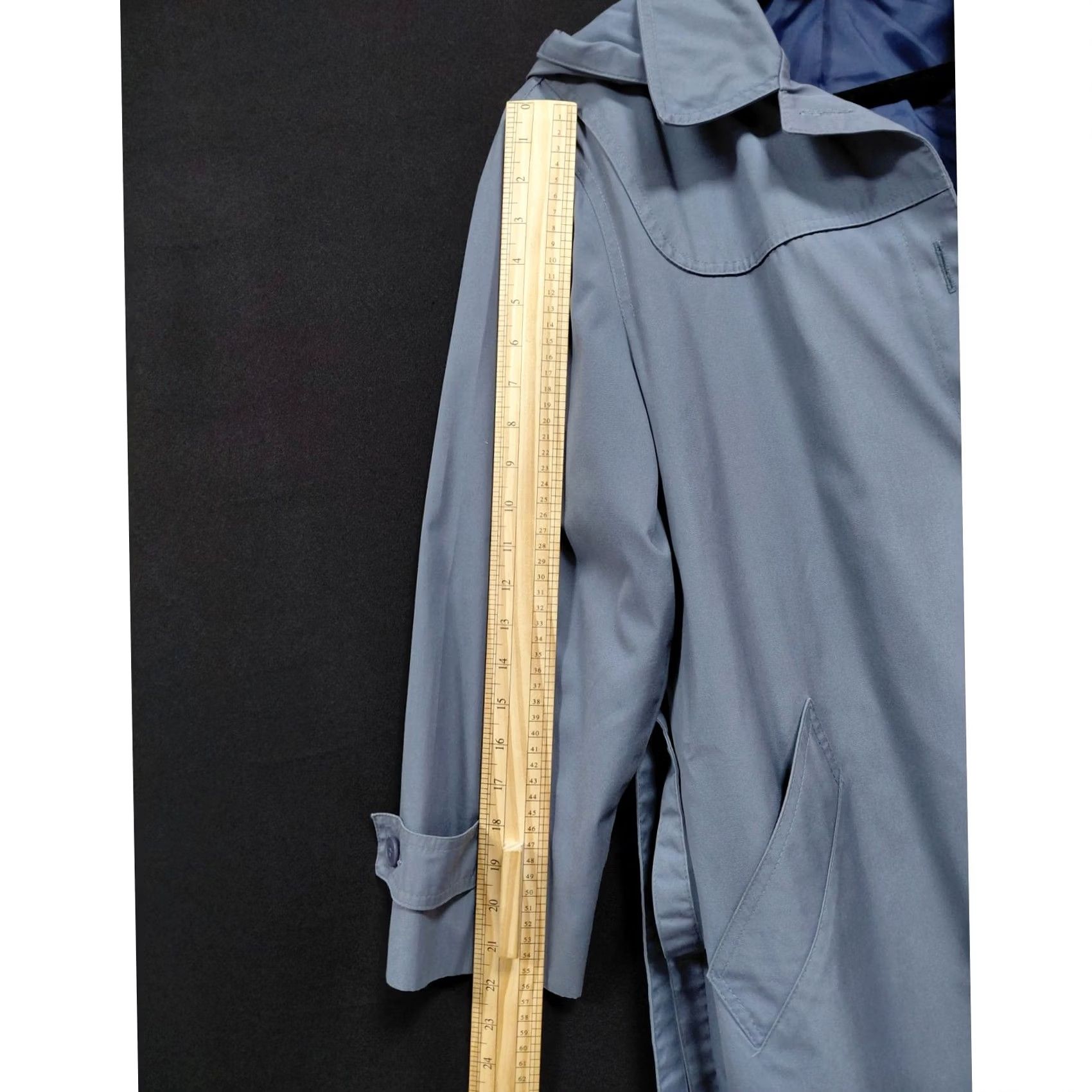 London Fog VINTAGE? No. London Fog Hooded Trench Coat Blue Solid Long Sleeve Petites 8 Womens Coat Size M / US 6-8 / IT 42-44 - 6 Thumbnail