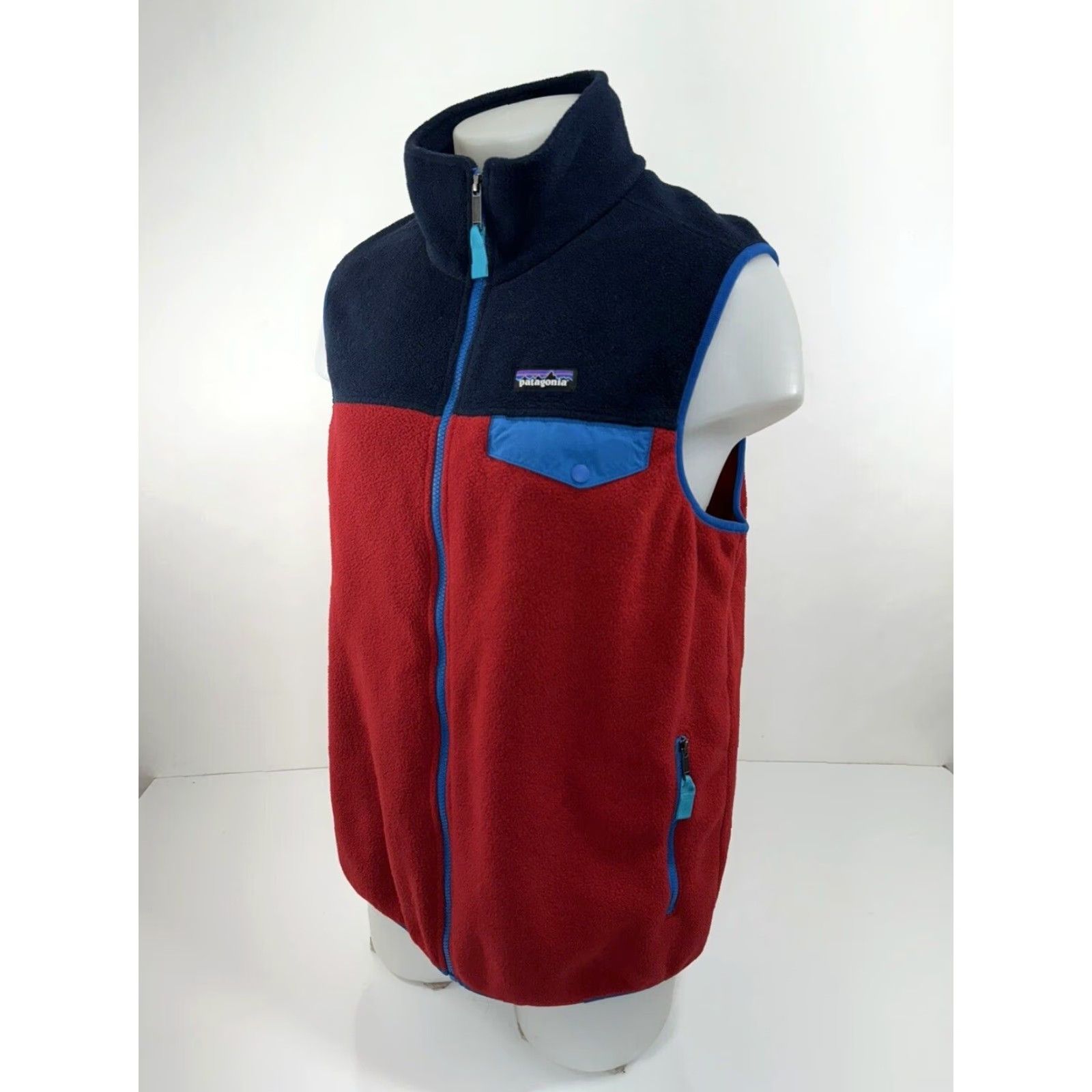 Patagonia PATAGONIA / SYNCHILLA - Mens L Full Zip Sweater Fleece Vest Shirt Mens L Blue Red Vest Full Zip Fleece 90s Style Image J15 Size US L / EU 52-54 / 3 - 2 Thumbnail